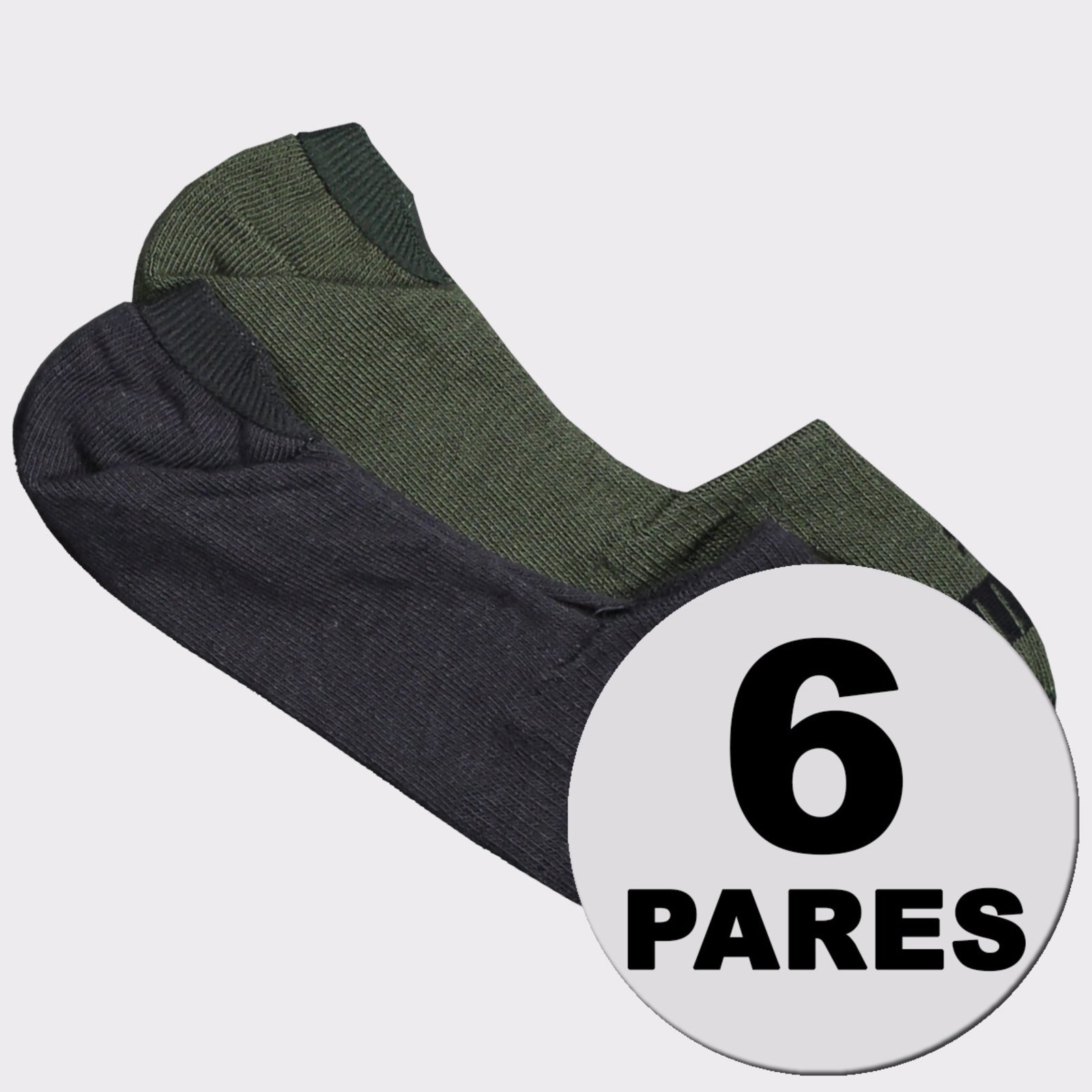 Vista 2 Kit Meia Puma Sapatilha 6 Pares Verde e Cinza cinza verde Puma cinza verde