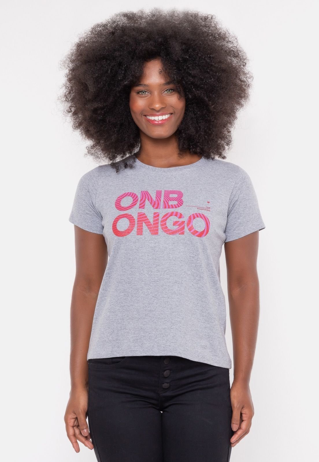Camiseta Onbongo Feminina Slices Cinza Mescla