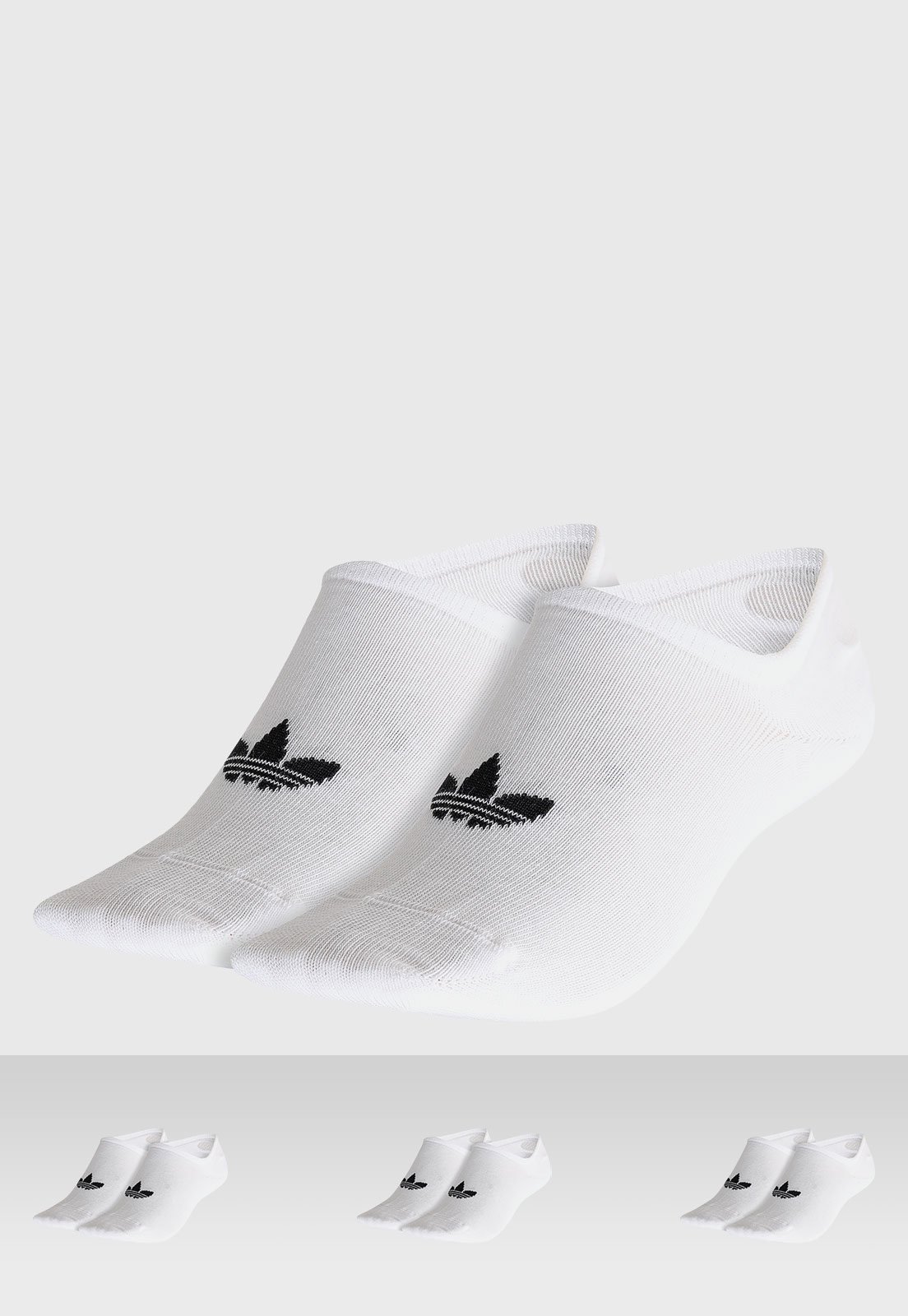 Vista 2 Kit 3pçs Meia adidas Originals Invisível Low Cut Branca branco adidas Originals branco