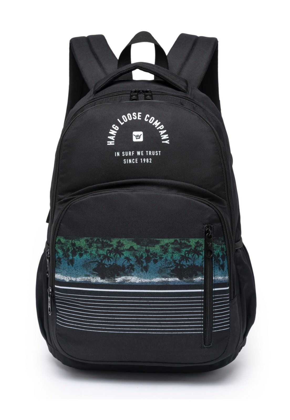 Mochila Masculina Hang Loose Espaçosa Moda Casual Faculdade Preto