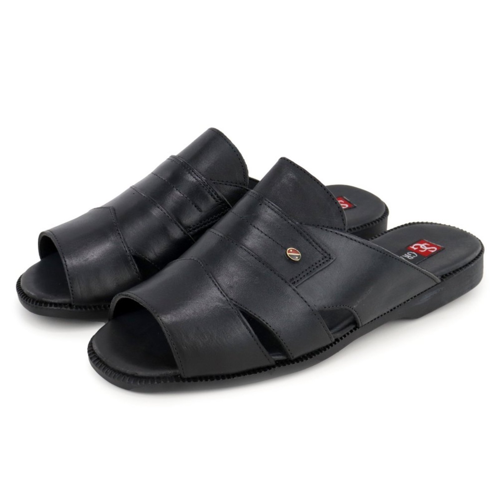 Sandalia Chinelo de Couro Comfort Masculino Preto