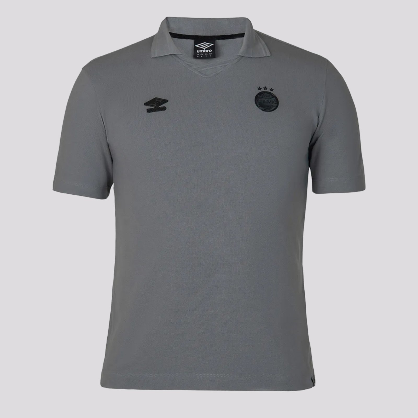 Polo Umbro Grêmio Viagem 2025 Cinza e Preta
