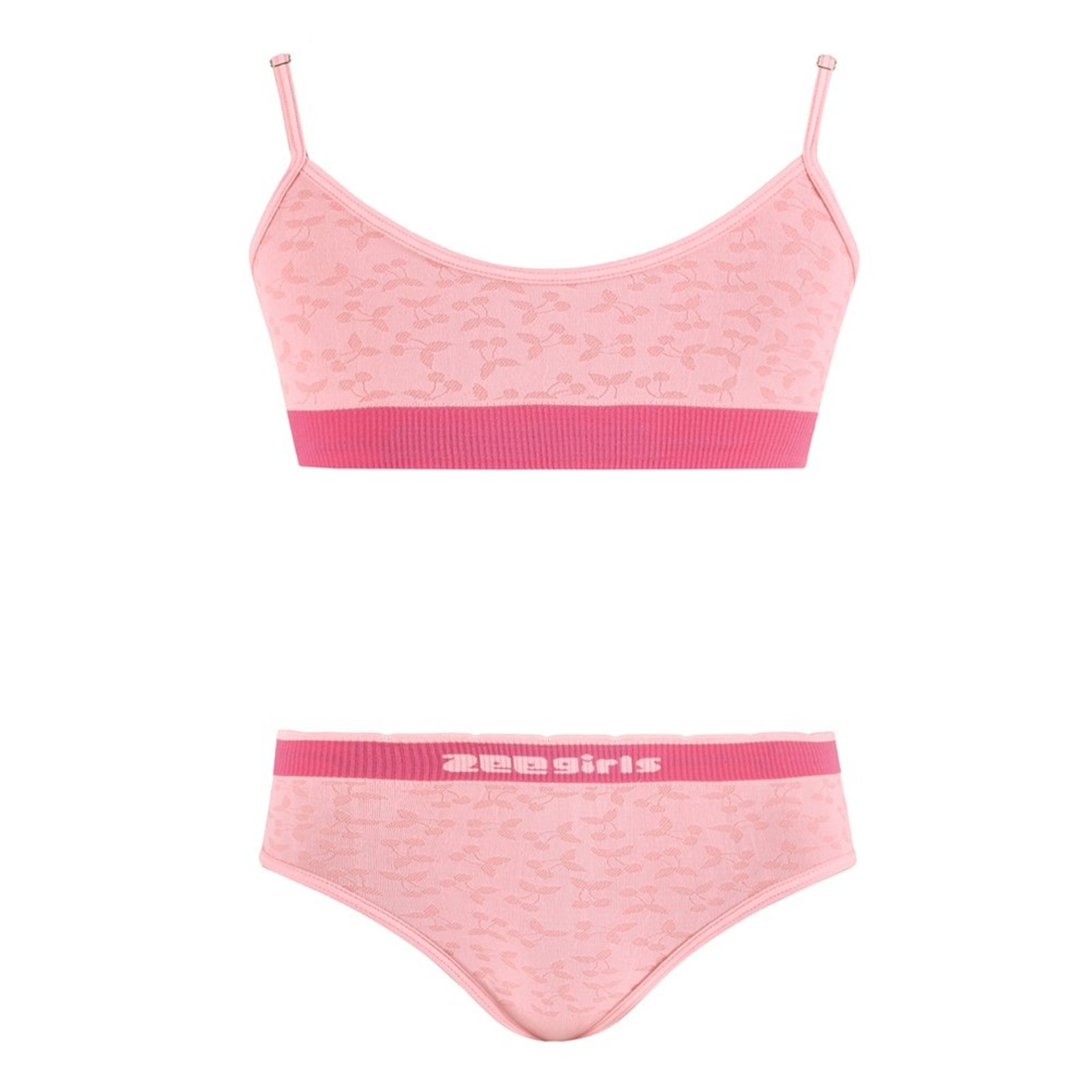 Conjunto Top de Alça e Calcinha Tanga sem Costura Rosa