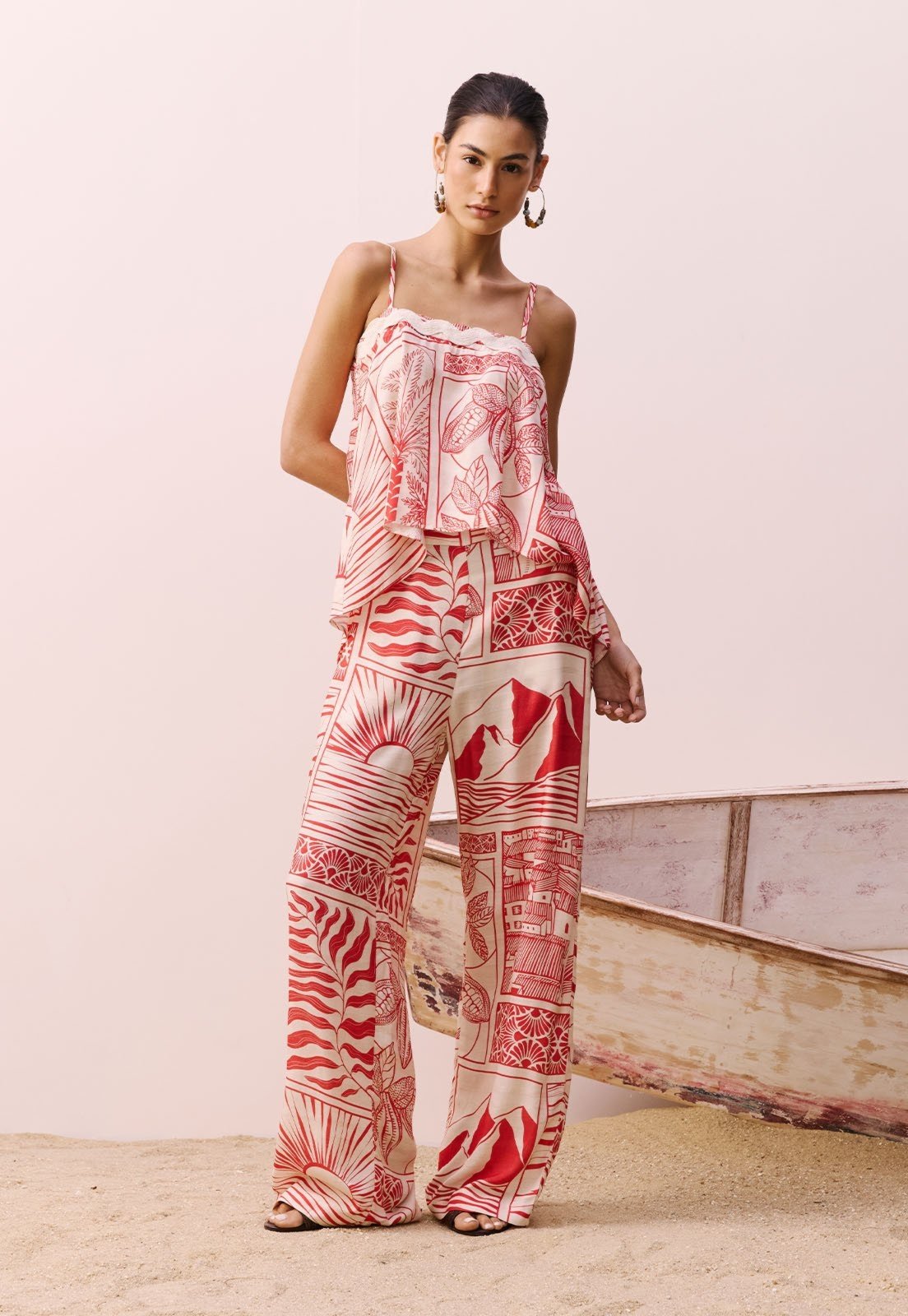 Calça Ampla Estampada Santarém