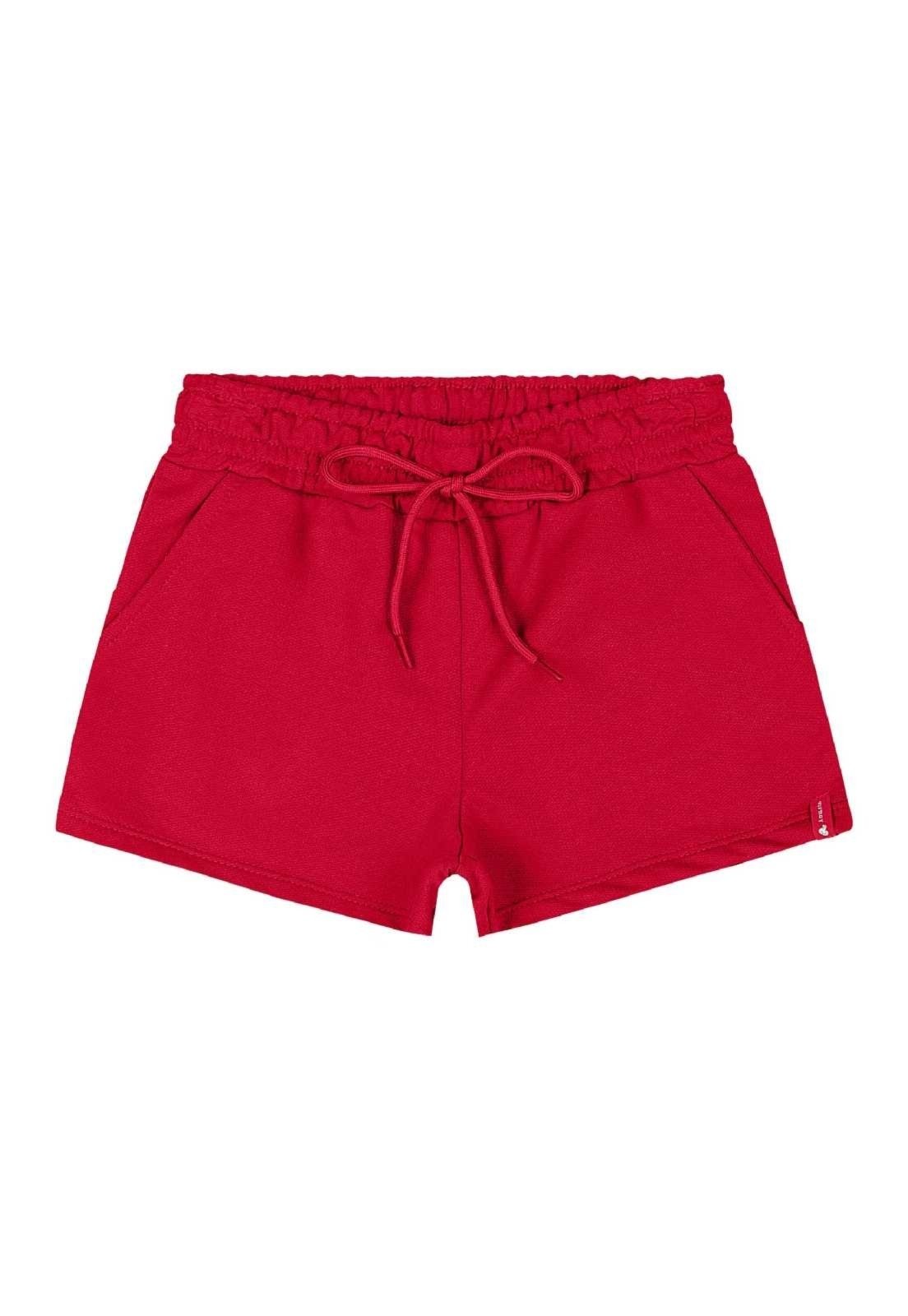 Infantil - Short Básico em Moletom Menina Quimby Vermelho