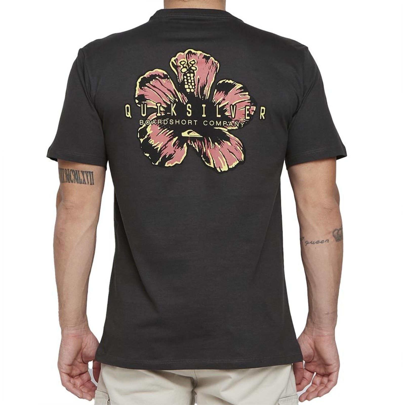Camiseta Quiksilver Hibiscus Pop SM25 Masculina Cinza Escuro