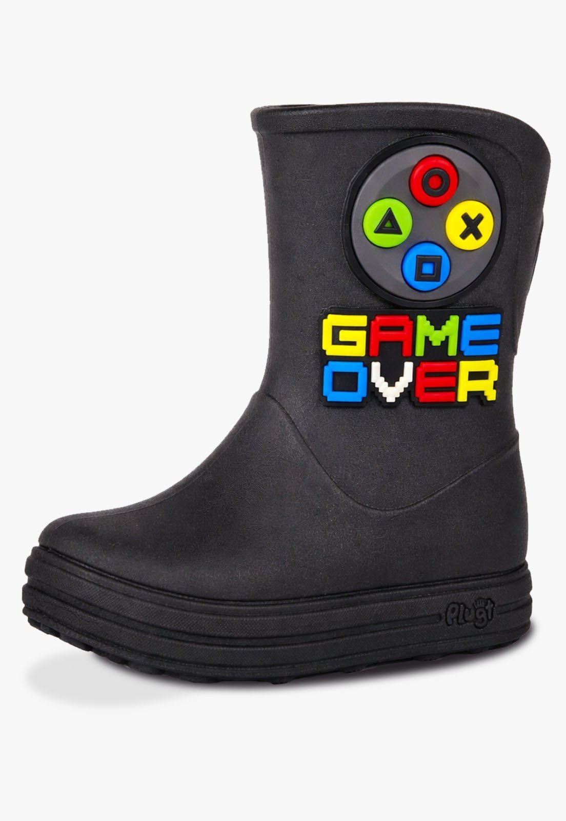 Infantil - Galocha Bota Plugt Menino Game Over Preto