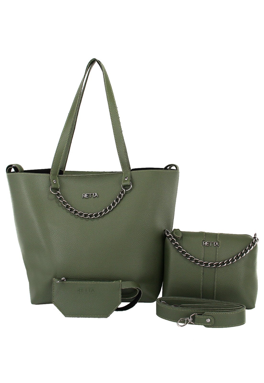Bolsa Feminina Bolsa Saco Transversal e Porta cartão Retta Verde