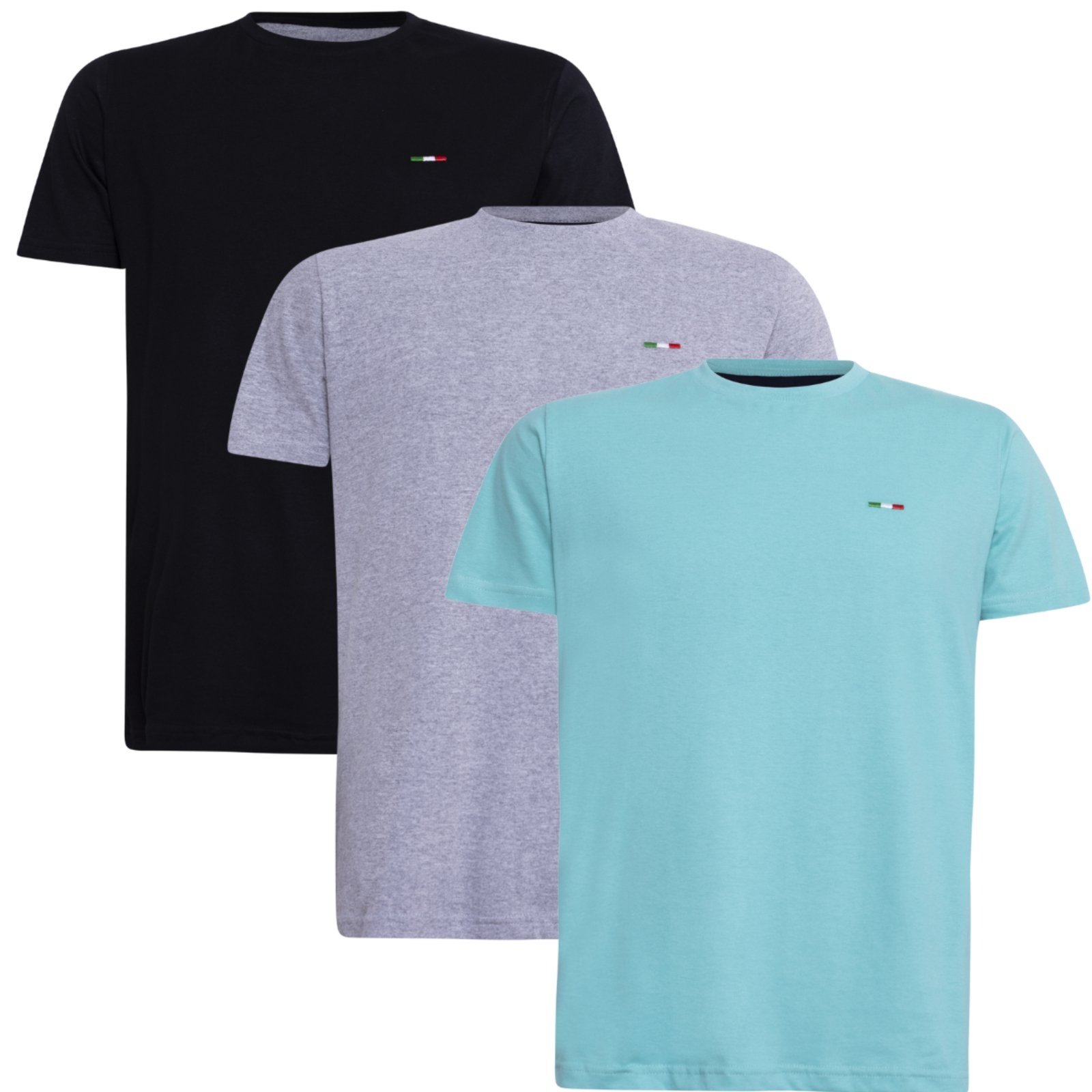 Vista 2 Kit 3 Peças Camisetas Básicas Masculina Vih Triny em Algodão Premium no Estilo Tommy Bordado Itália multicolorido Vih Triny multicolorido