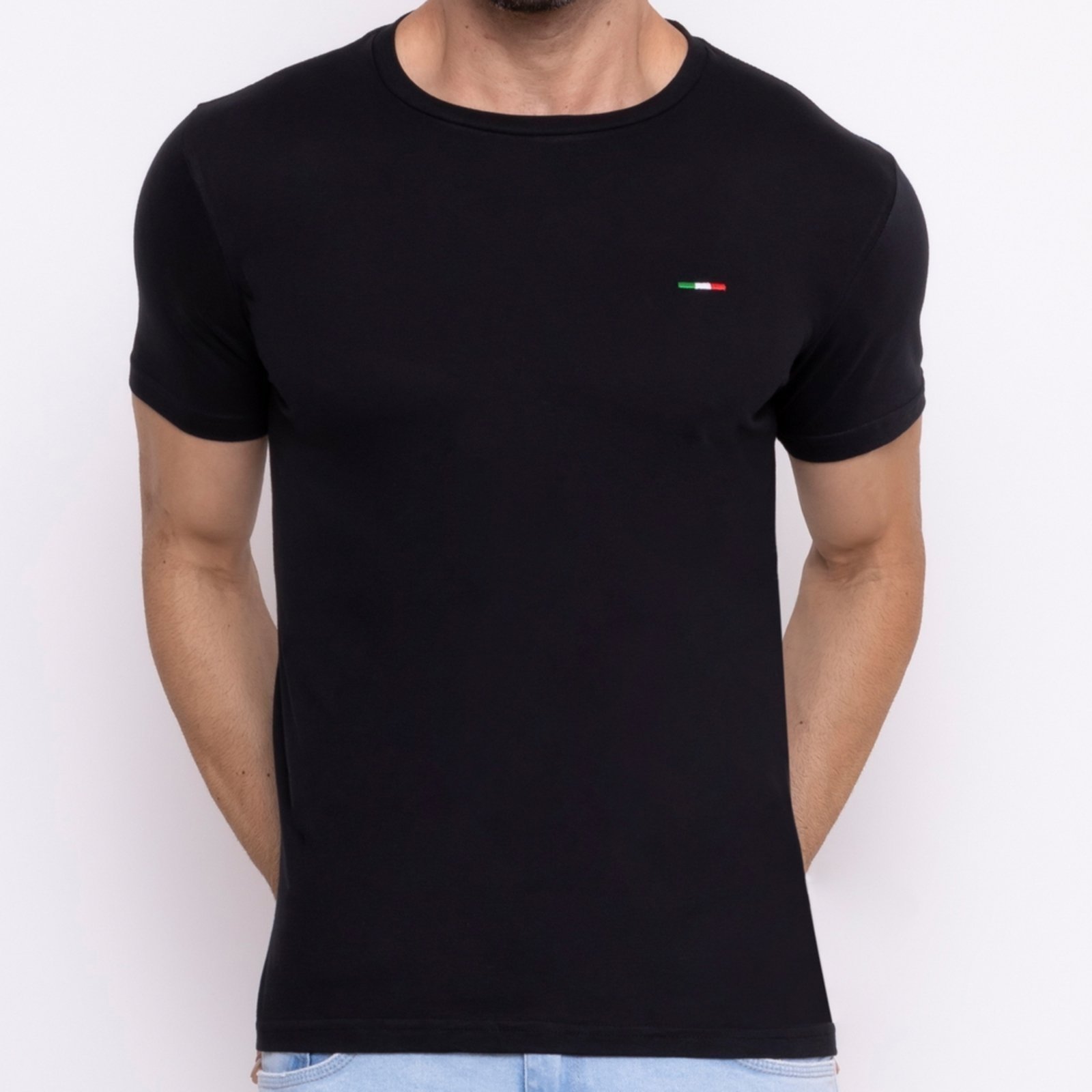 Vista 3 Kit 3 Peças Camisetas Básicas Masculina Vih Triny em Algodão Premium no Estilo Tommy Bordado Itália multicolorido Vih Triny multicolorido