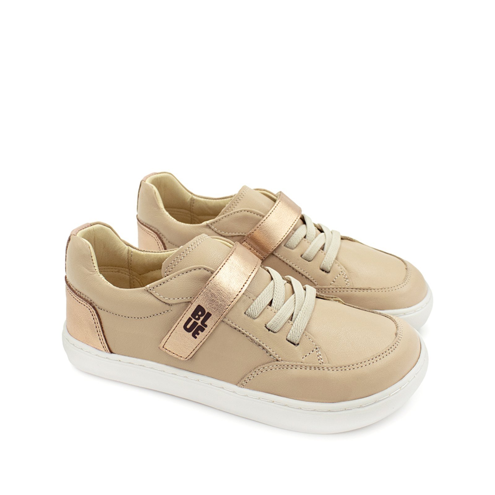 Vista 2 Infantil - Tênis Menina Blue Matilda Couro Ostra Blue Infantis nude blue Blue Infantis nude blue