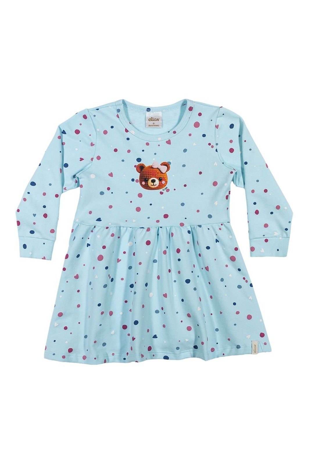 Infantil - Vestido Menina Poás Com Ursinha Elian Azul