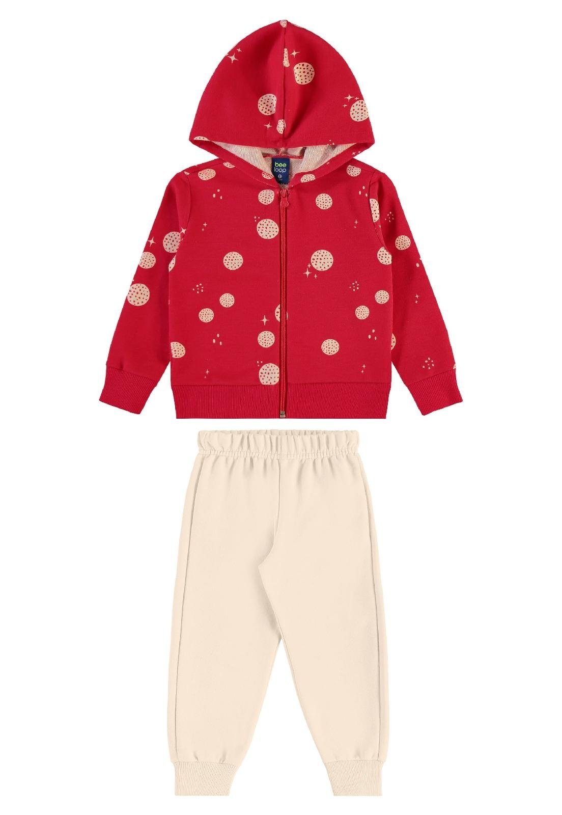 Infantil - Conjunto Menina Jaqueta e Calça Bee Loop Bege