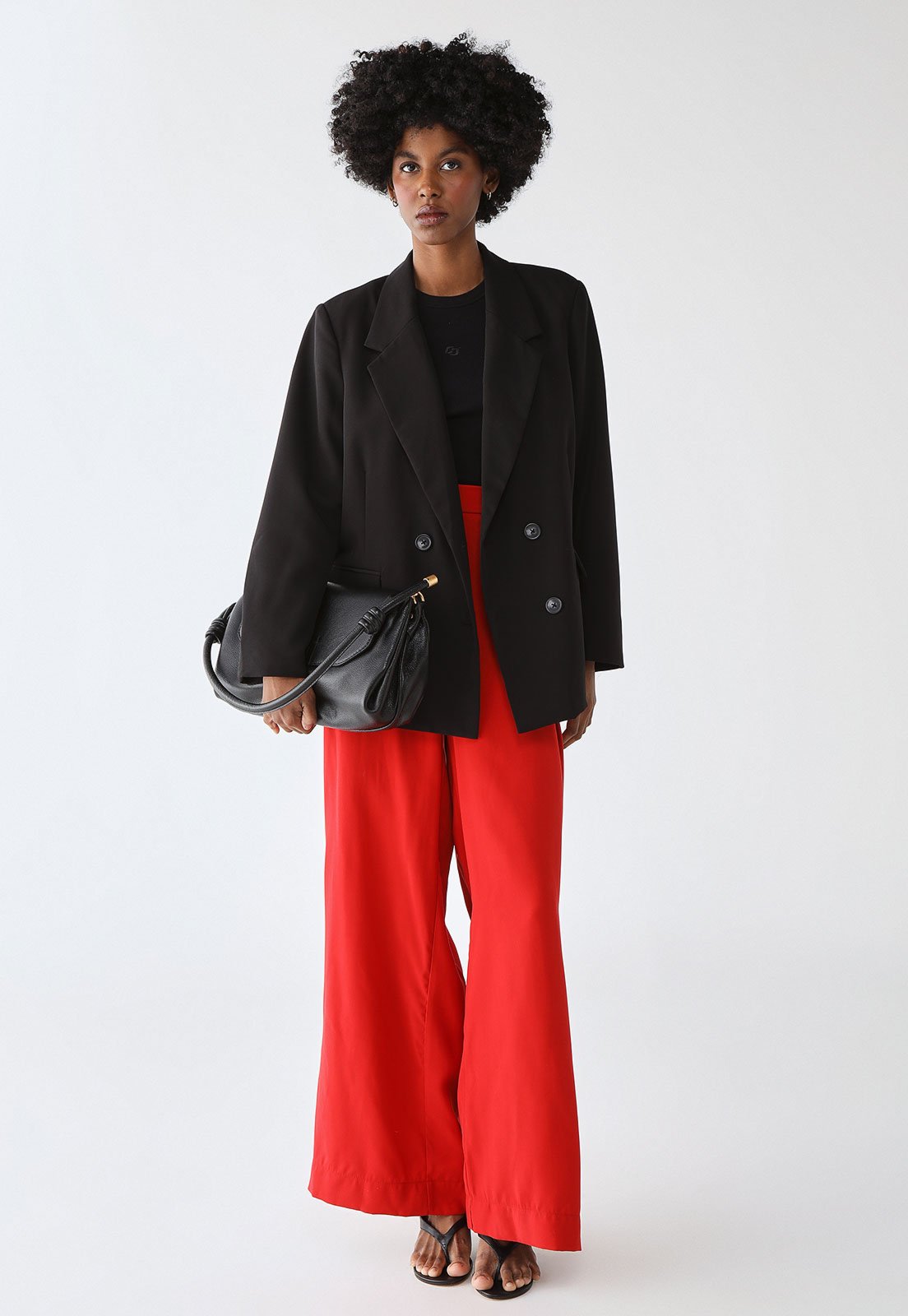 Vista 3 Calça Colcci Pantalona Cós Elástico Vermelha vermelho Colcci vermelho