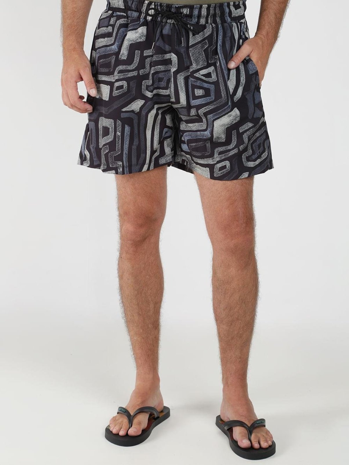 Calção Full Print Geometric Masculino PRETO