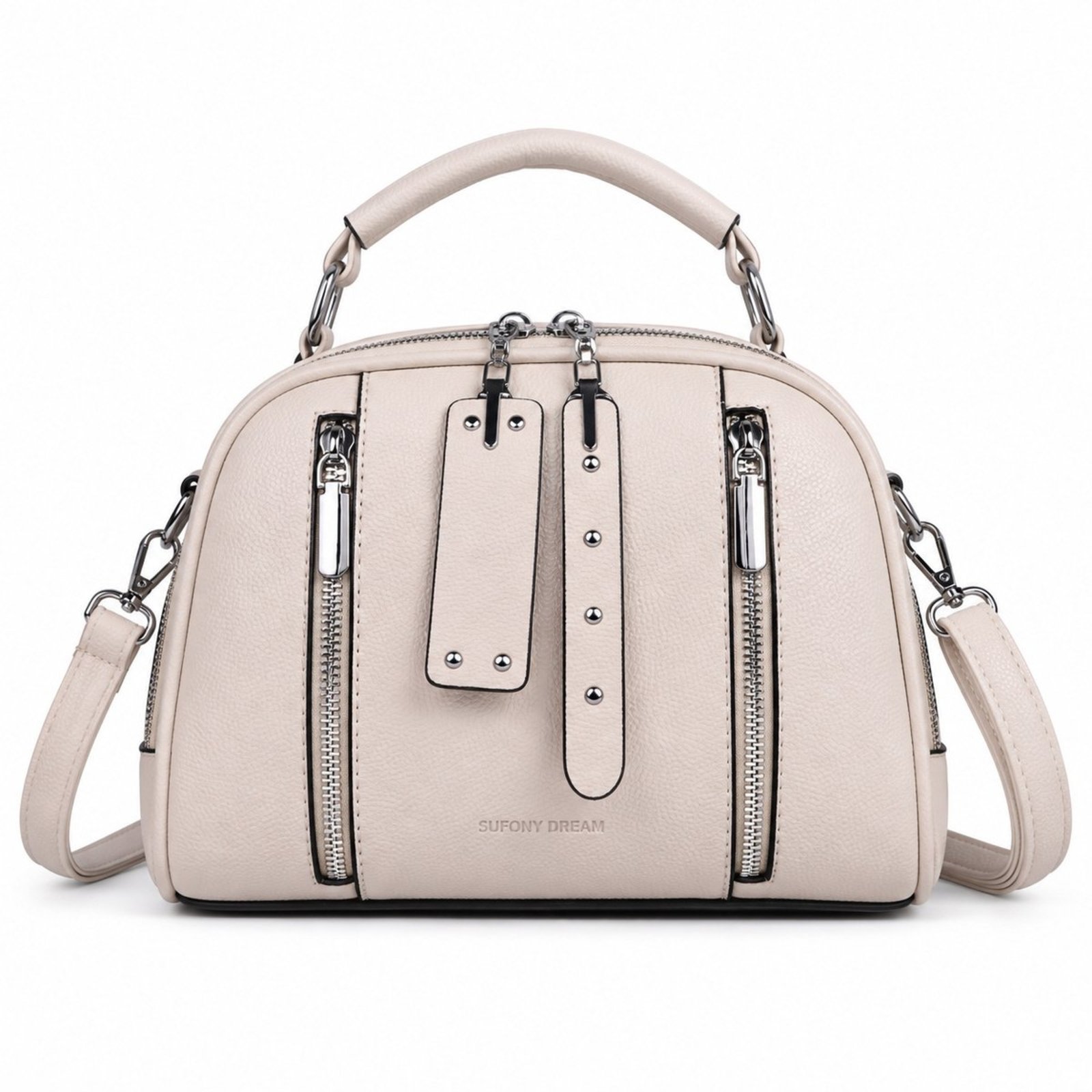 Bolsa Couro Transversal Moderna Estilosa Despojada Casual Tendencia Bolsinha Feminina Compacta - Branco