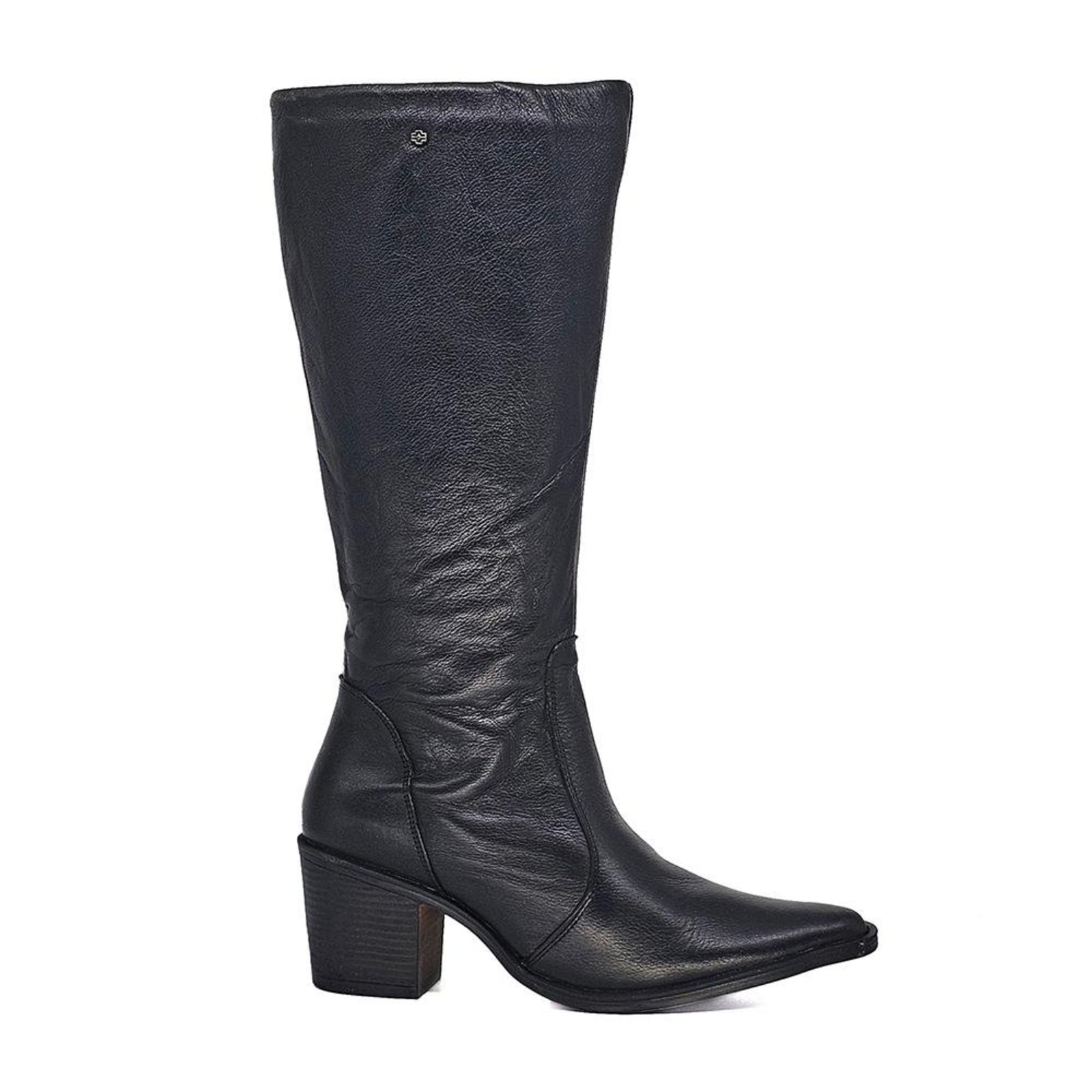 Bota Feminina LOR004 Couro Preto Incolor