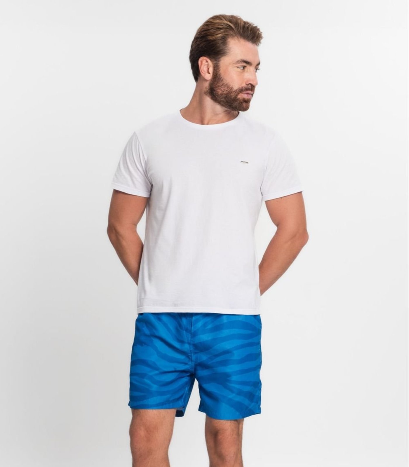 Vista 2 Bermuda Masculina Microfibra Estampada Rovitex azul Rovitex azul
