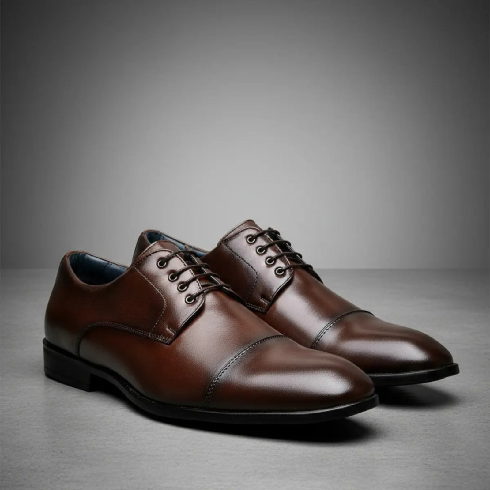 Sapato Social Derby Manutt em Couro Elegante Clássico Marrom