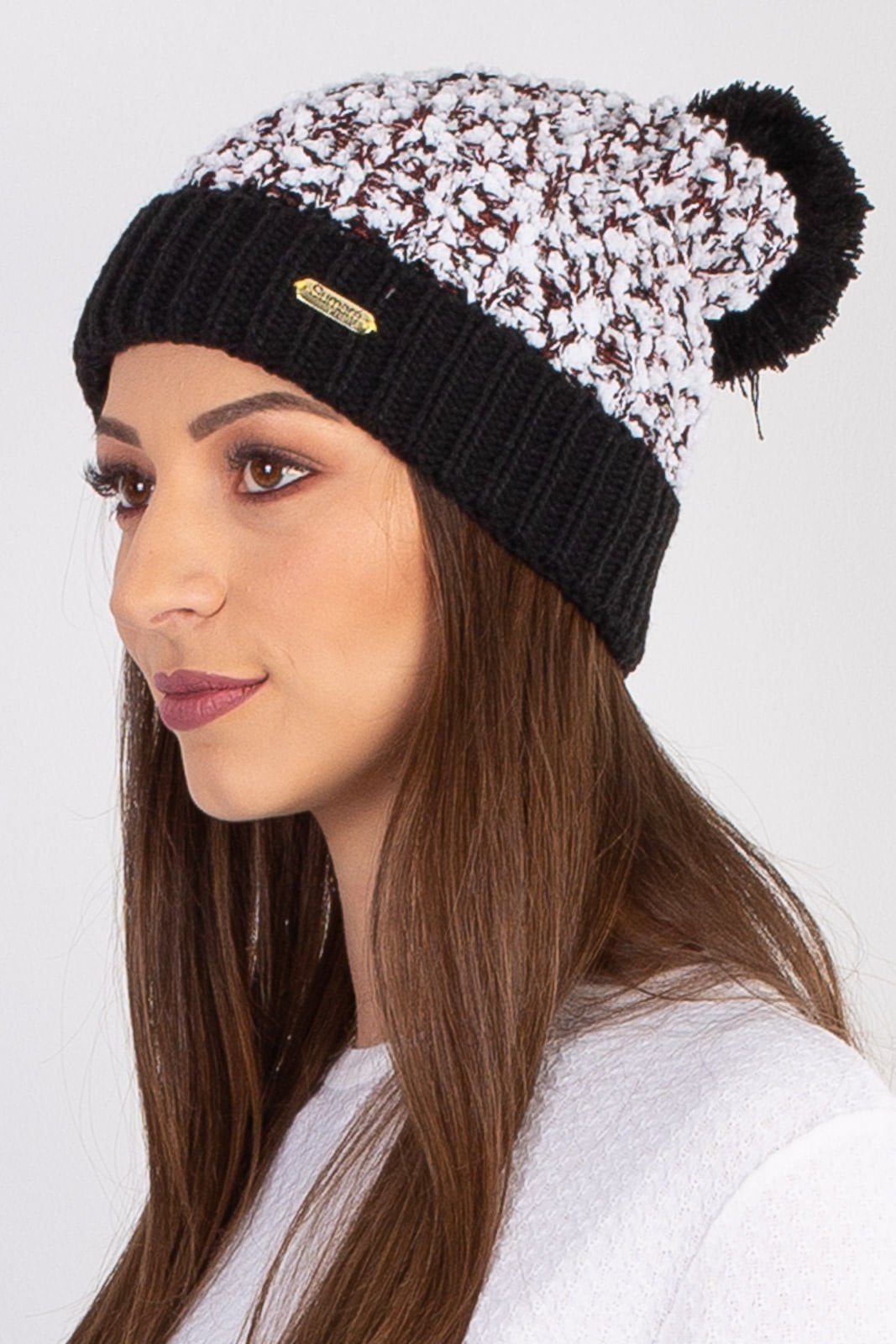 Gorro Enluaze Feminino De Malha Com Pompom 60020 – Preto