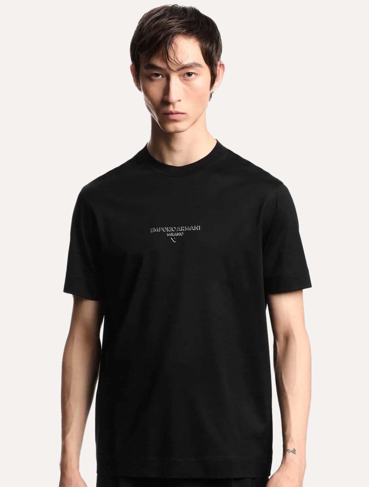 Vista 2 Camiseta Empório Armani Masculina Jersey Logo Chest Preta preto Emporio Armani preto
