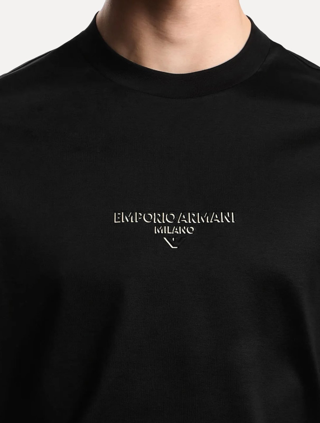 Vista 3 Camiseta Empório Armani Masculina Jersey Logo Chest Preta preto Emporio Armani preto