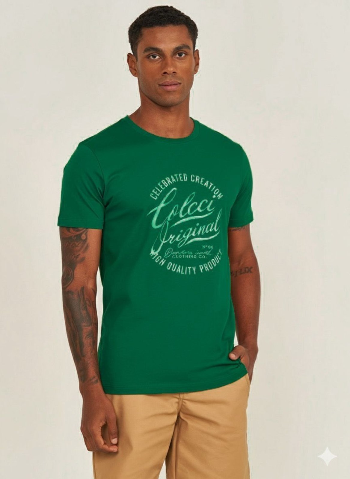 Camiseta Slim Com Estampa Frontal Colcci Verde Jibóia
