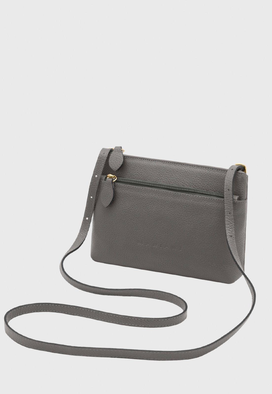 Bolsa Transversal de Couro Mariart Ágata Cinza