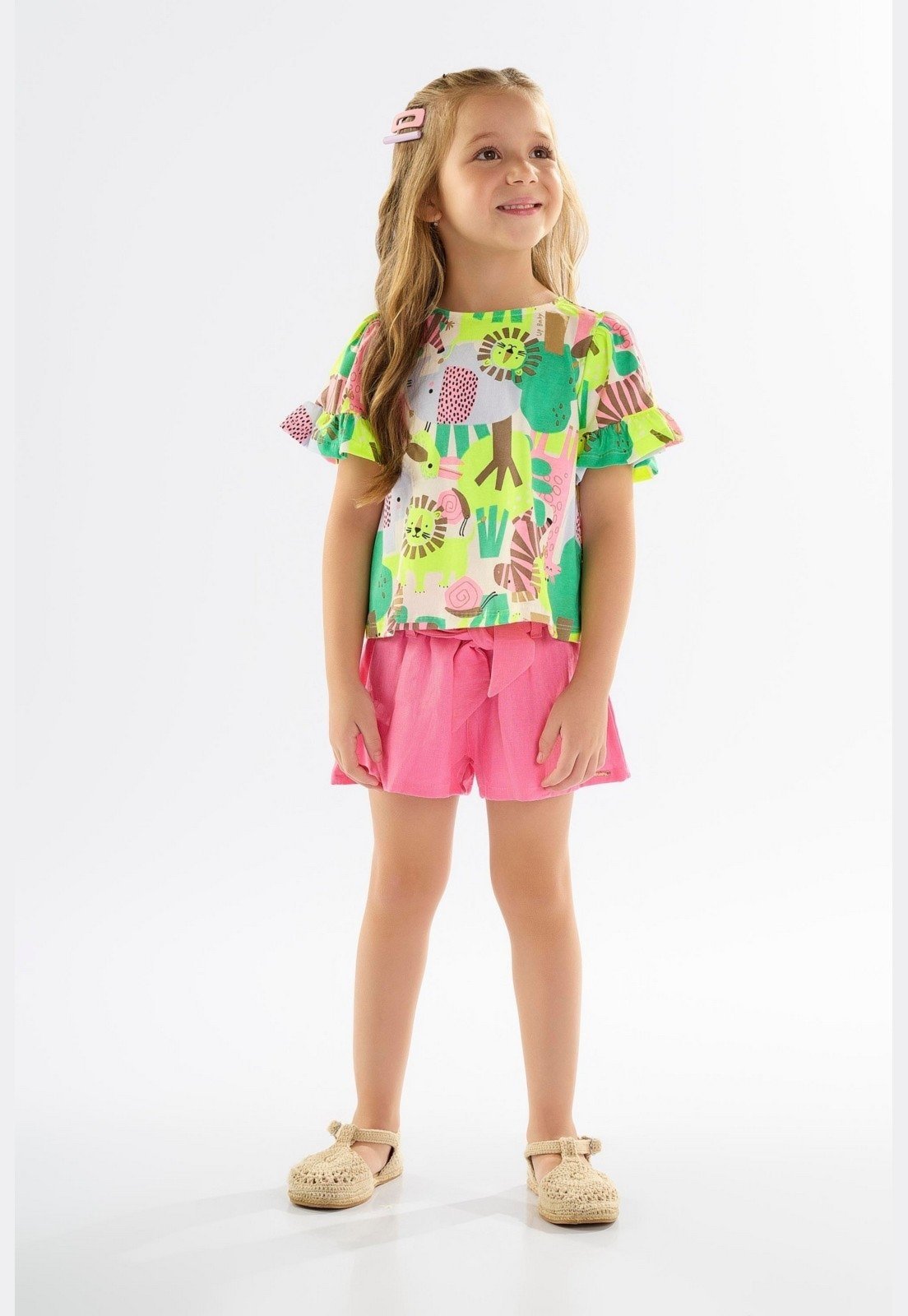 Vista 2 Infantil - Conjunto para Menina com Blusa e Short Up Baby Off-White off-white white Up Baby off-white white