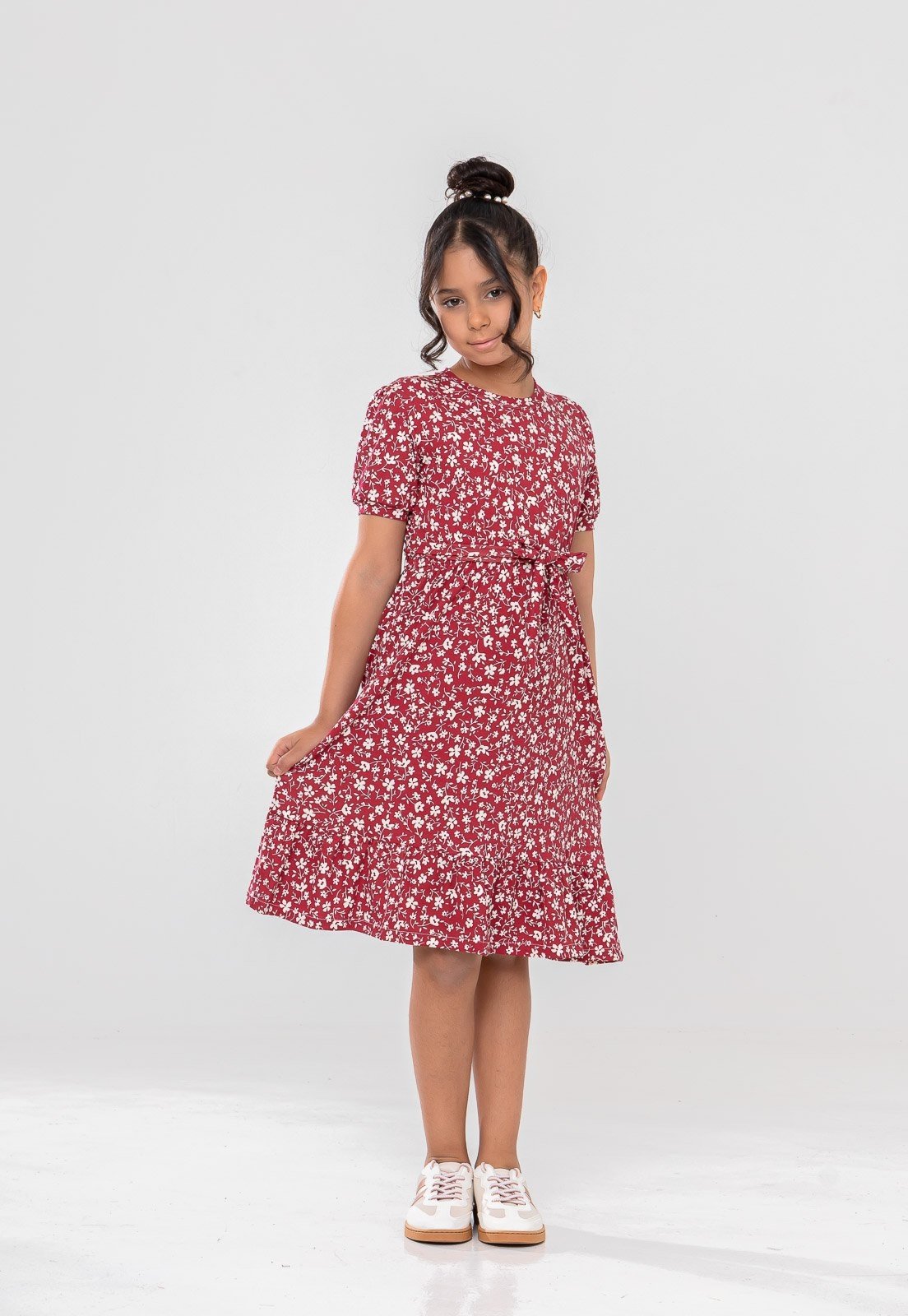 Infantil - Vestido Aura Faixa Floral Delicate Rosa