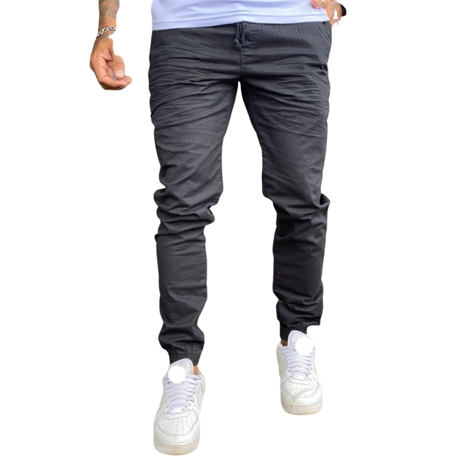 Calça jogger Preta Sarja Masculina Jeans Loka