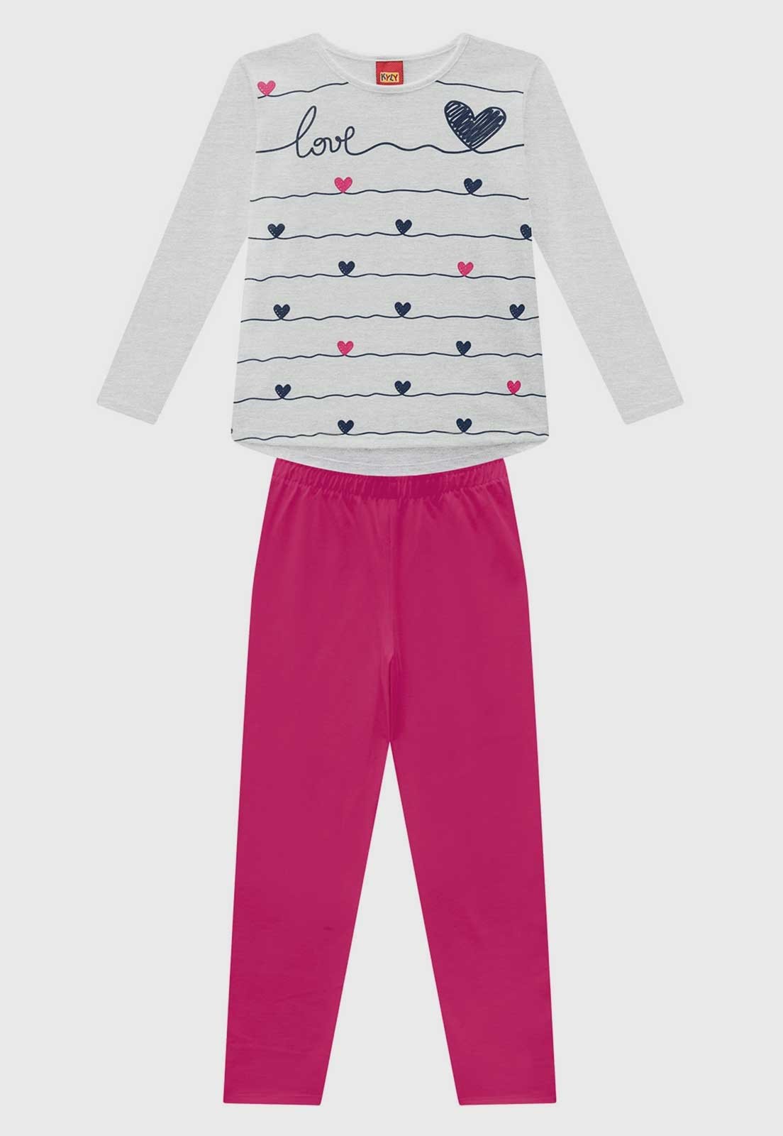 Infantil - Conjunto Kyly Blusa Estampada e Legging Off-White