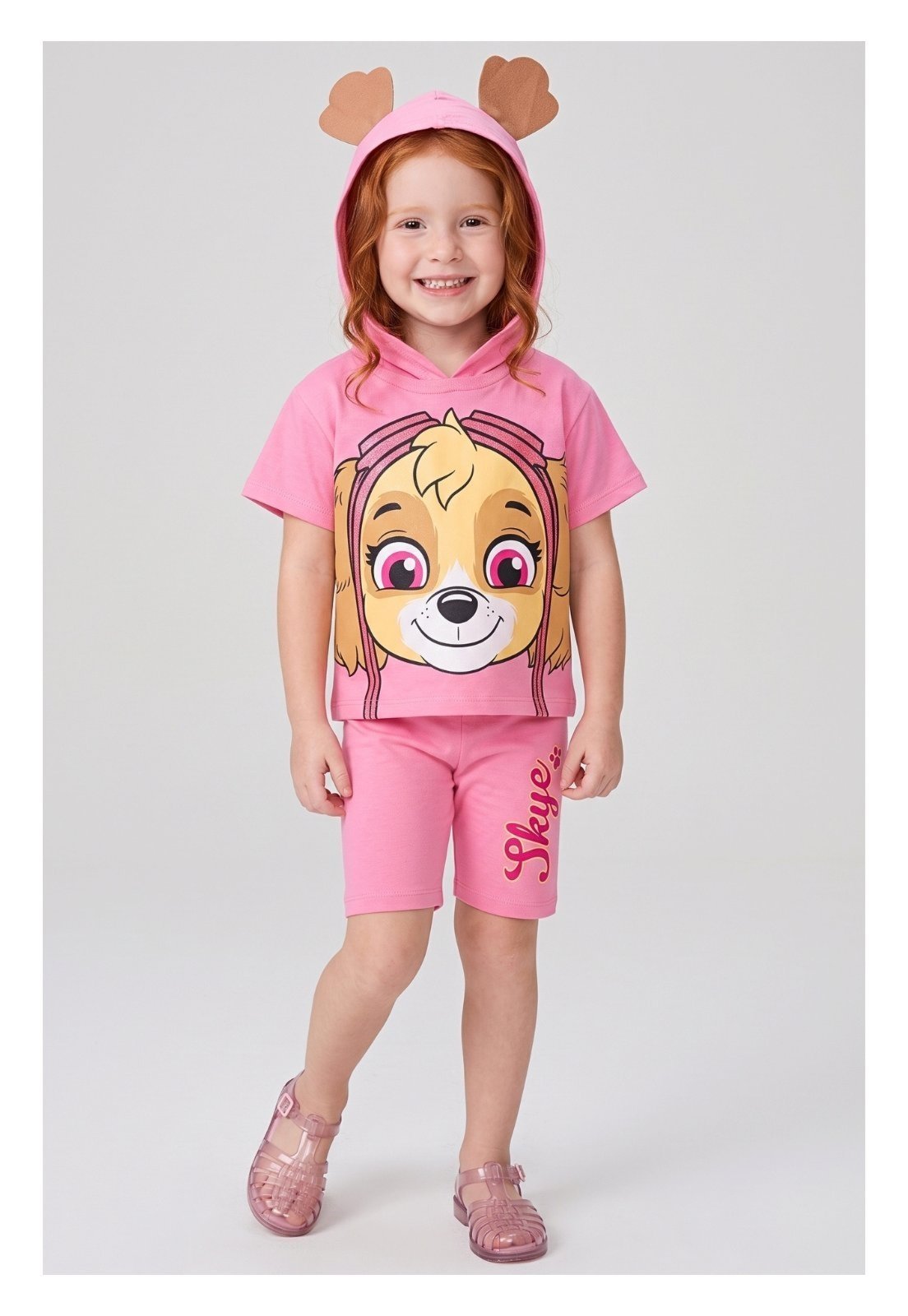 Infantil - Conjunto Menina Patrulha Canina Skye Rosa com Capuz