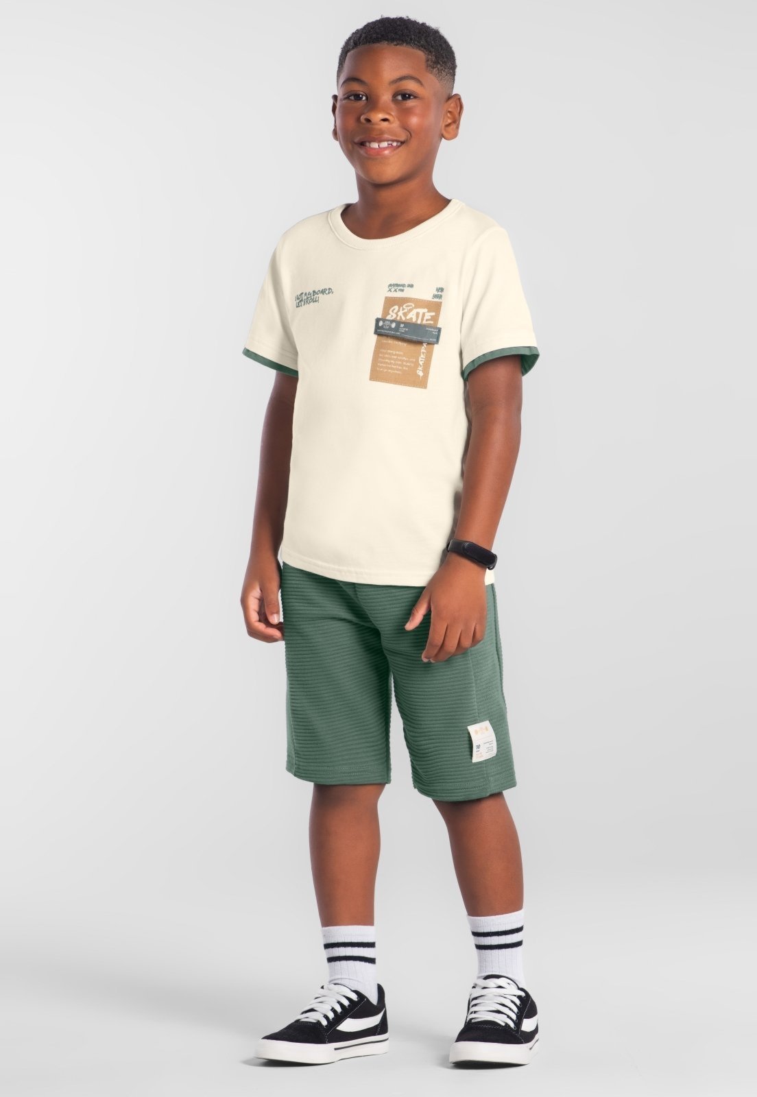 Vista 2 Infantil - Conjunto menino em malha de skate Brandili preto Brandili preto