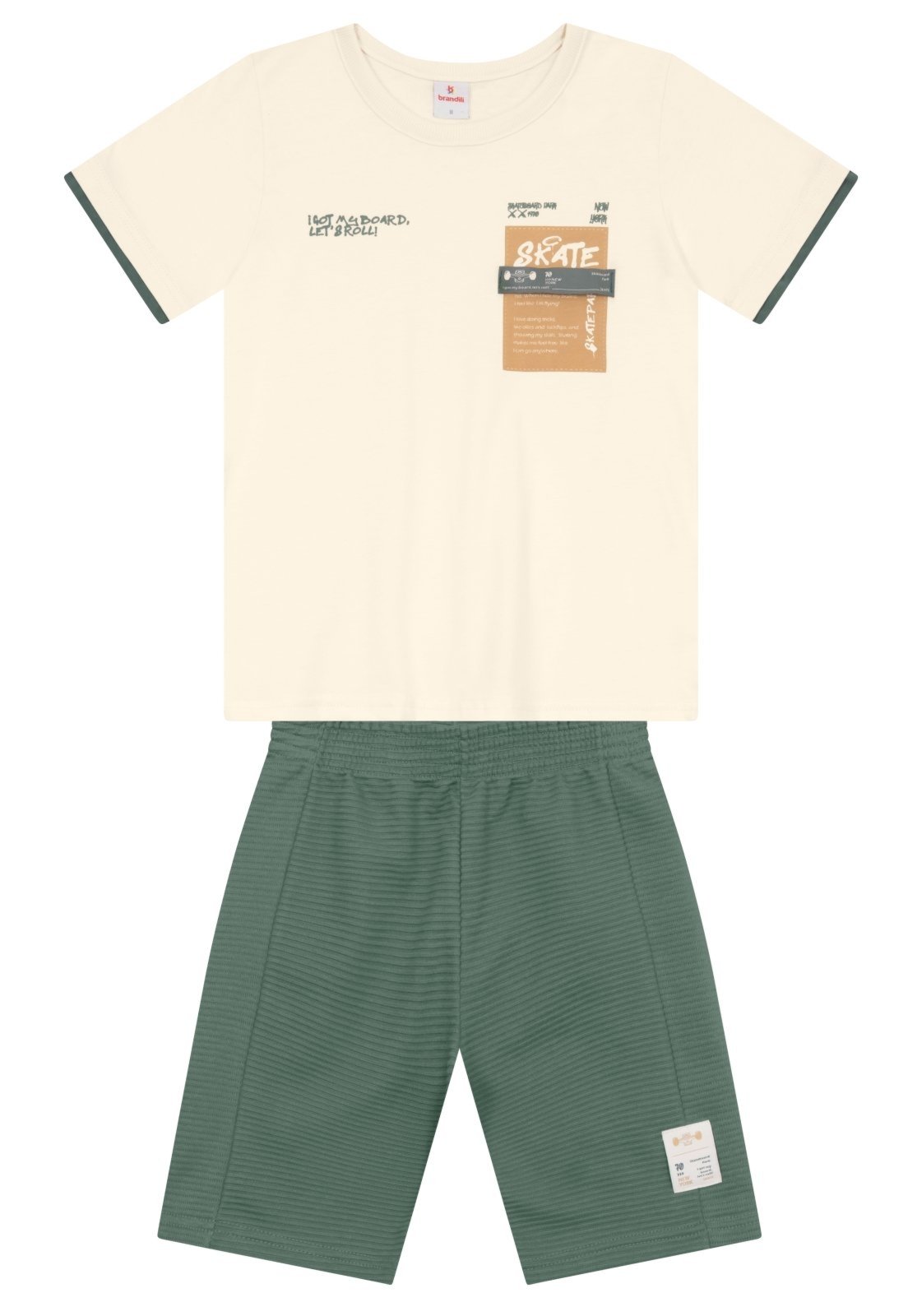 Vista 3 Infantil - Conjunto menino em malha de skate Brandili preto Brandili preto