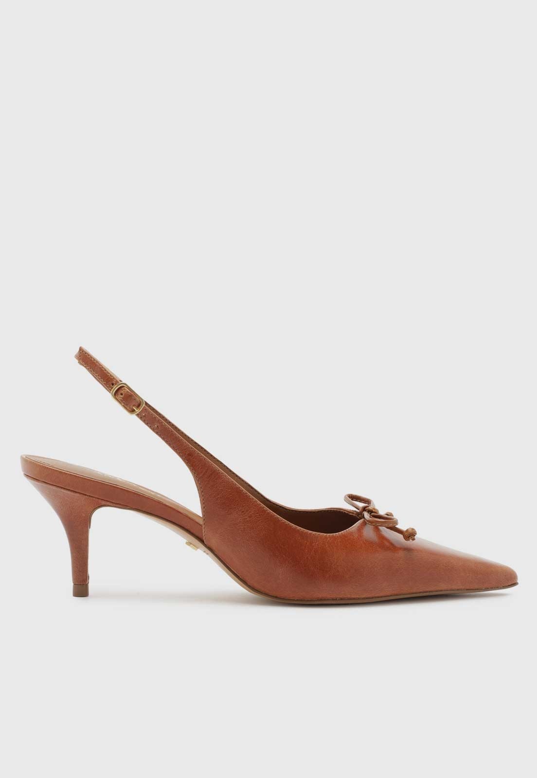 Scarpin Arezzo Slingback Laço Fino Marrom