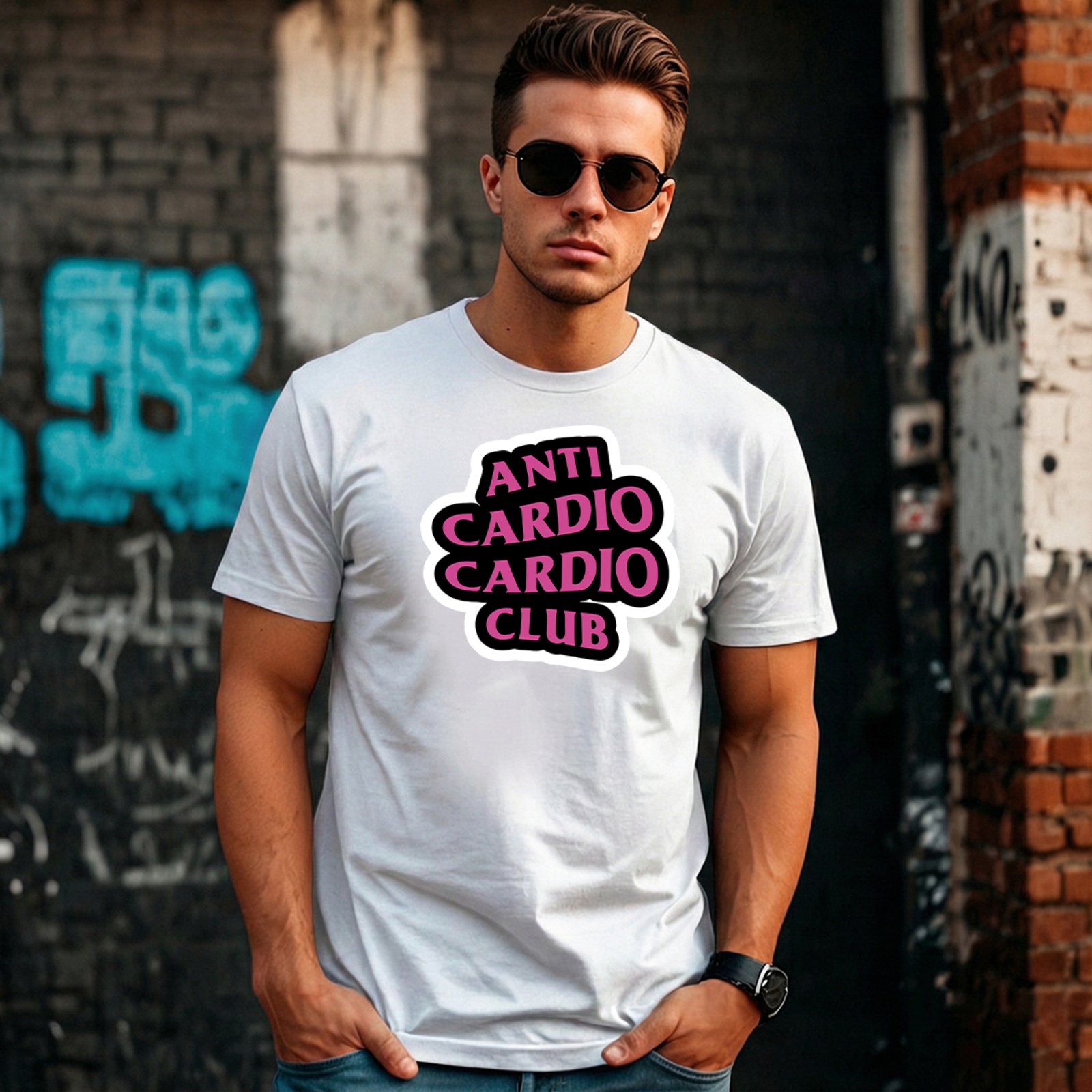 Camiseta Masculina Sartre Algodão Básica Branca Manga Curta Gola Redonda Estilo Versátil Conforto Macia Estampa Anti Cárdio Club