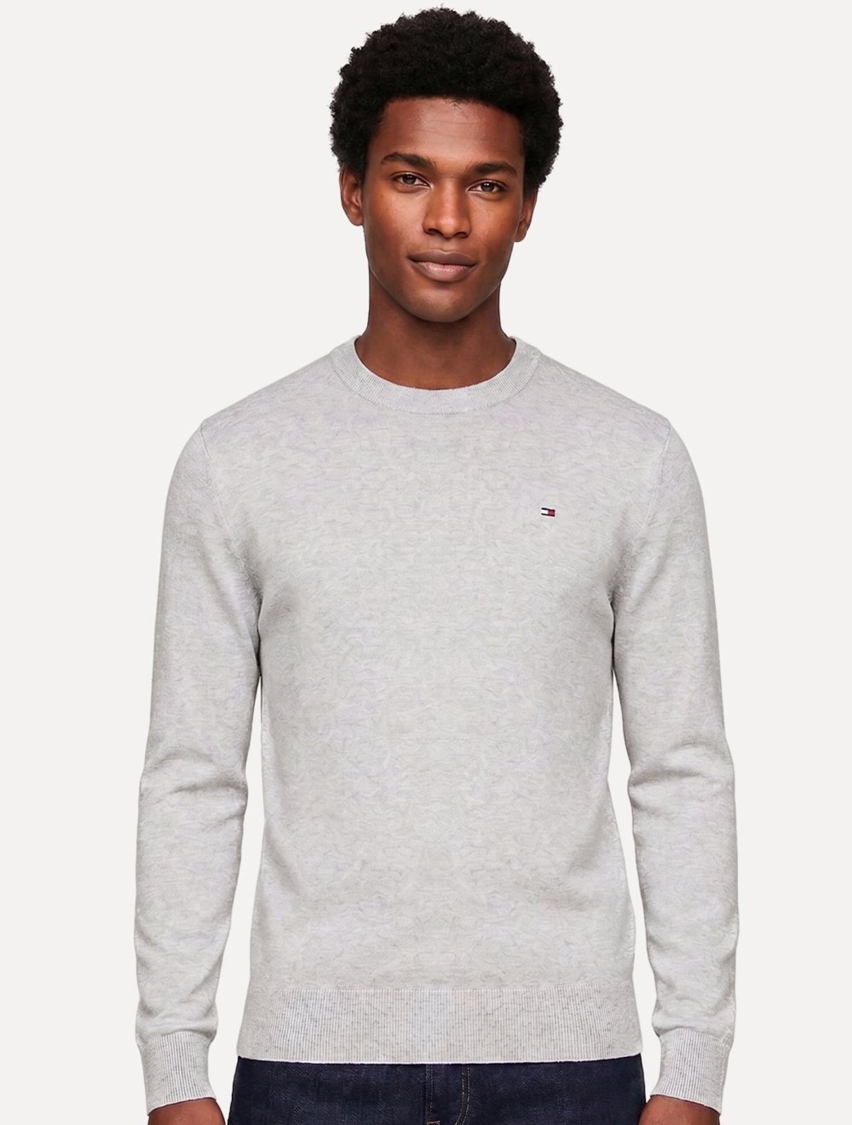 Suéter Tommy Hilfiger Masculino Crewneck Essential Cotton Cinza
