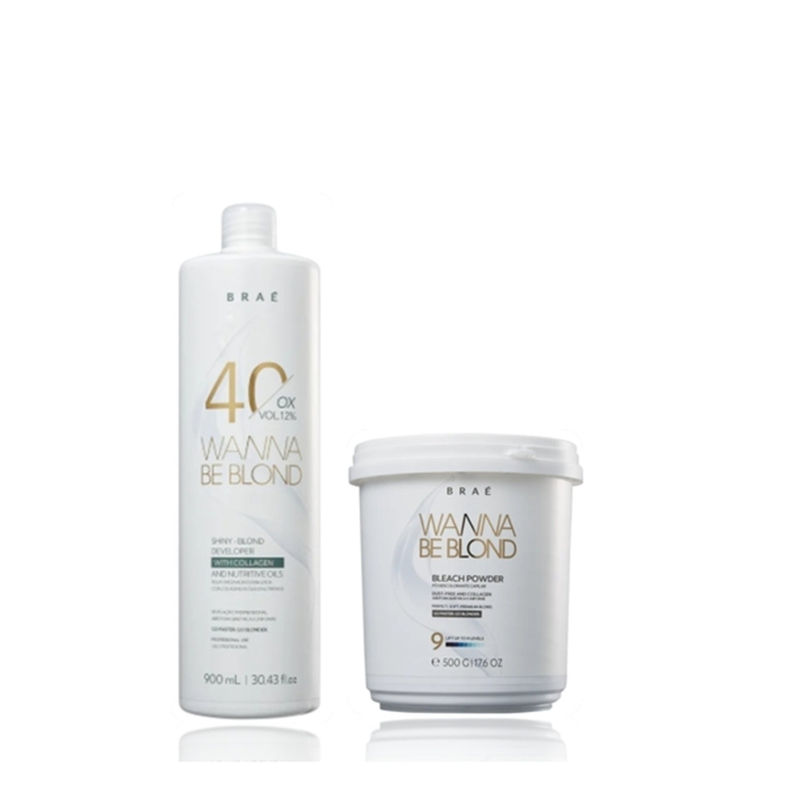Vista 2 BRAÉ Wanna Be Blond 12% Água Oxigenada 40 Volumes 900ml+Pó Descolorante 500g multicolorido BRAÉ multicolorido