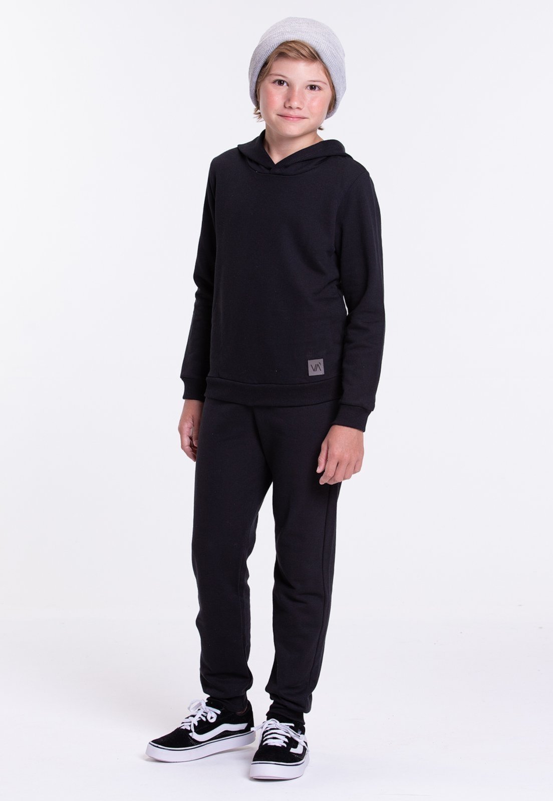 Vista 2 Infantil - Conjunto Moletom com Capuz Menino VIDA COSTEIRA preto VIDA COSTEIRA preto