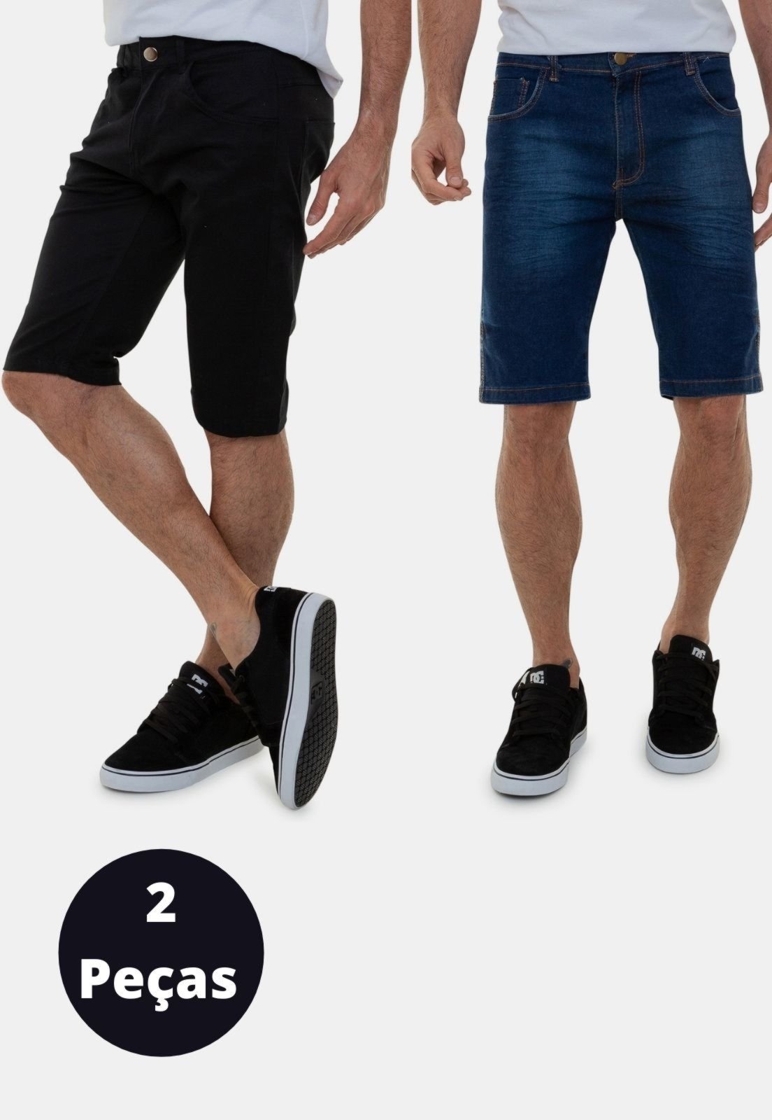 Kit Com 2 Bermudas Jeans Premium Masculinas Versatti Tel Aviv Multicolorido