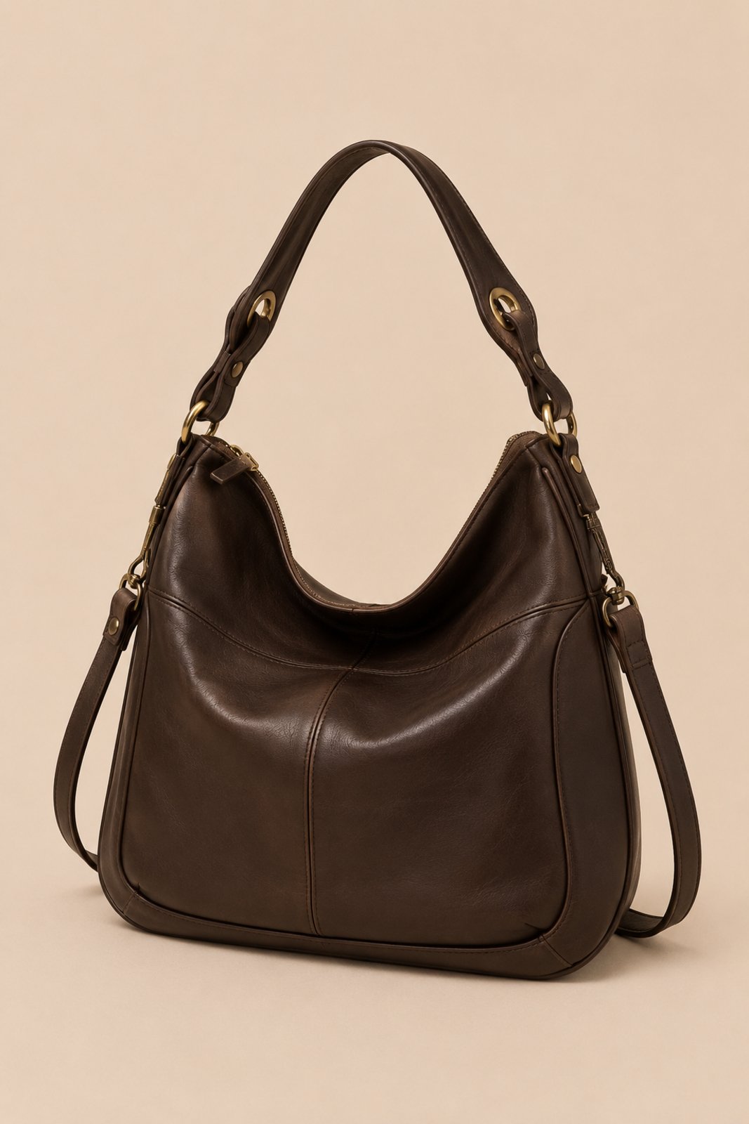 Bolsa de Ombro Media D Bell Outlet Fashion Marrom Escuro