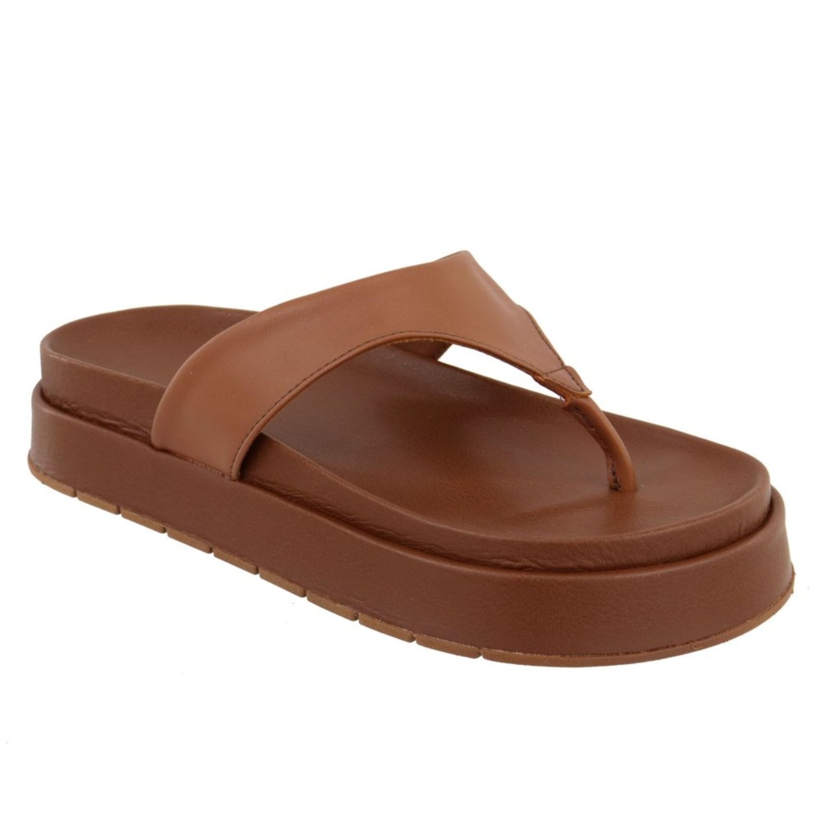 Sandália Papete Plataforma Sola Alta Verão Caramelo Kuento Shoes