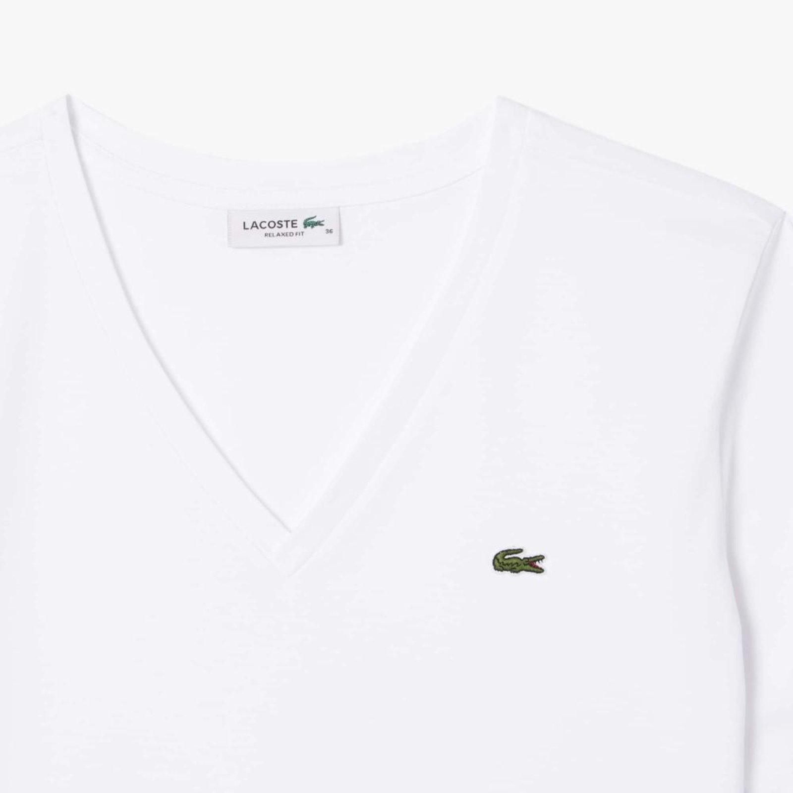 Camiseta de Algodão macio com ajuste relaxado e decote em V Branco