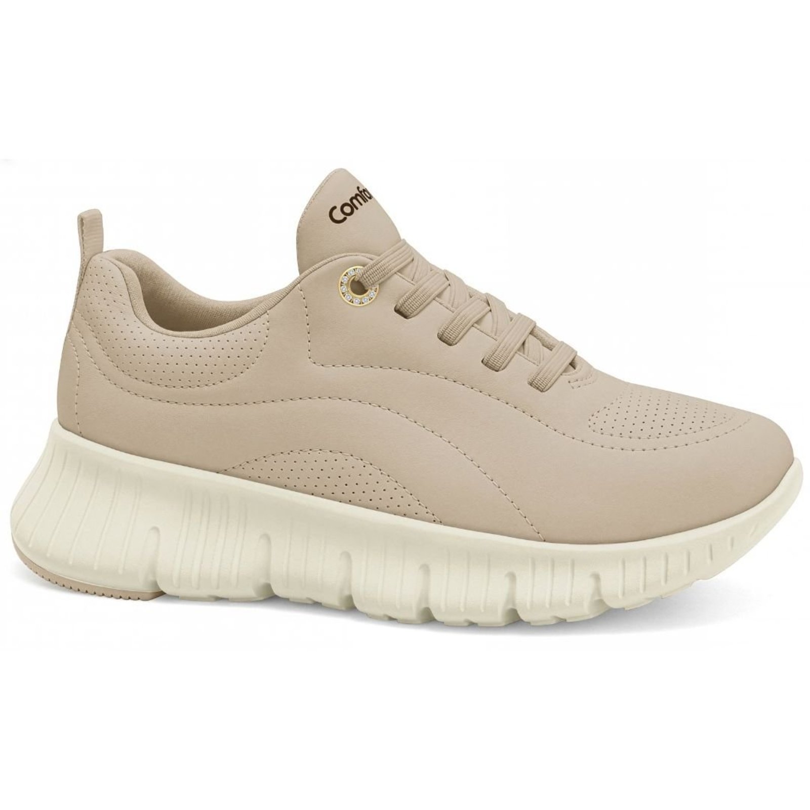 Tênis Feminino Casual Leve e Macio Comfortflex 2650403-Bege