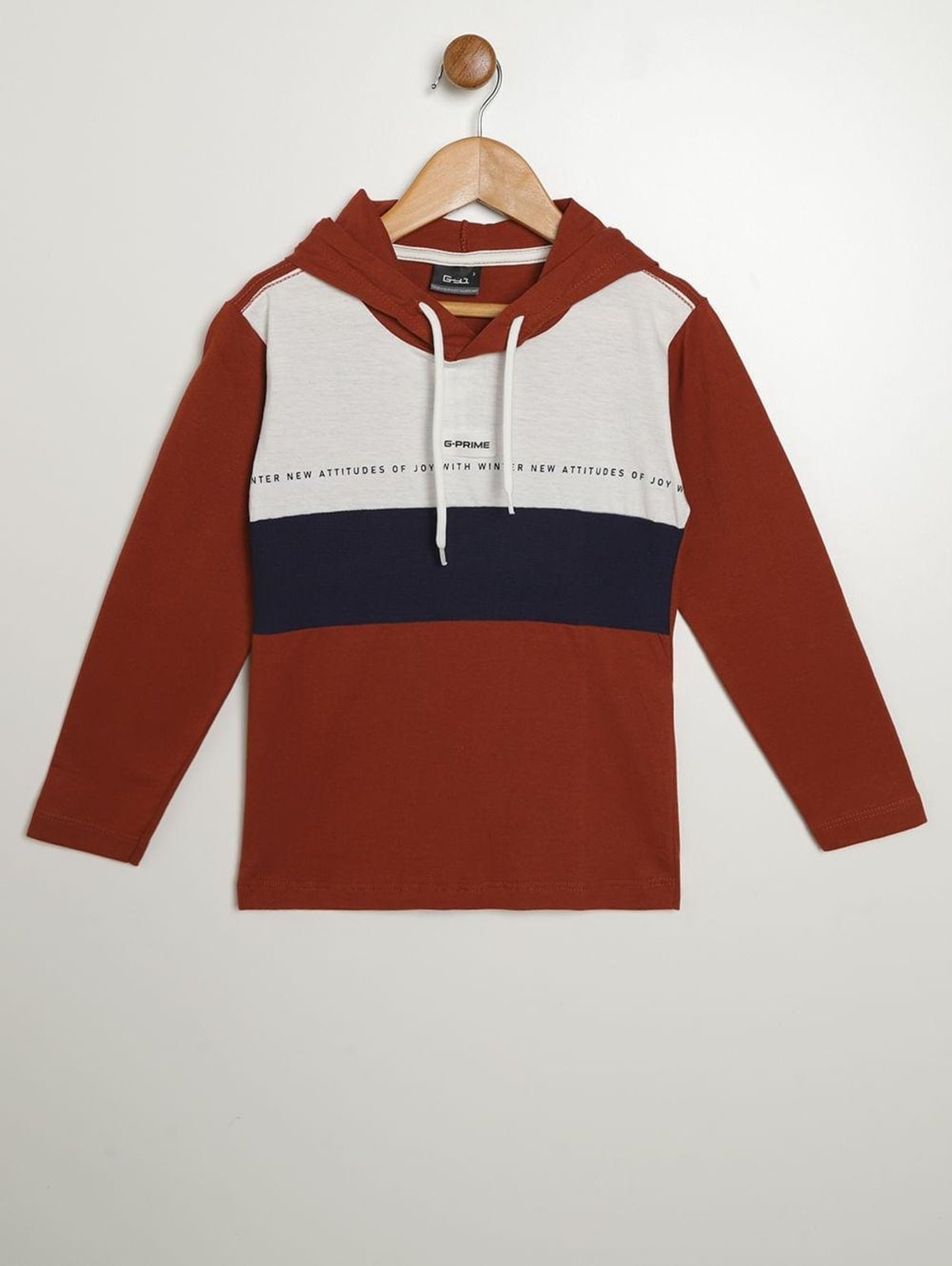 Infantil - Camiseta Manga Longa Capuz Para Menino - TELHA