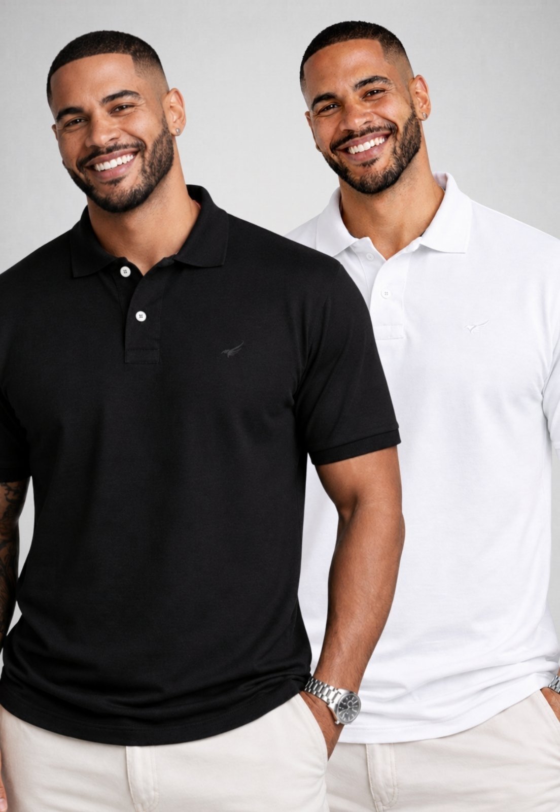 Kit 2 Camisa Polo Masculina Algodão Piquet Daze Modas Branco e Preto