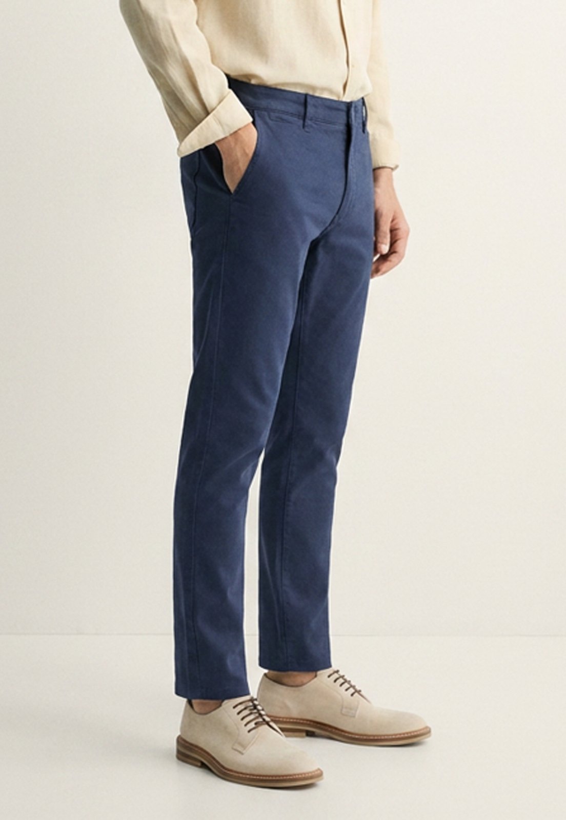 Calça Slim Masculina em Sarja com Elastano Azul