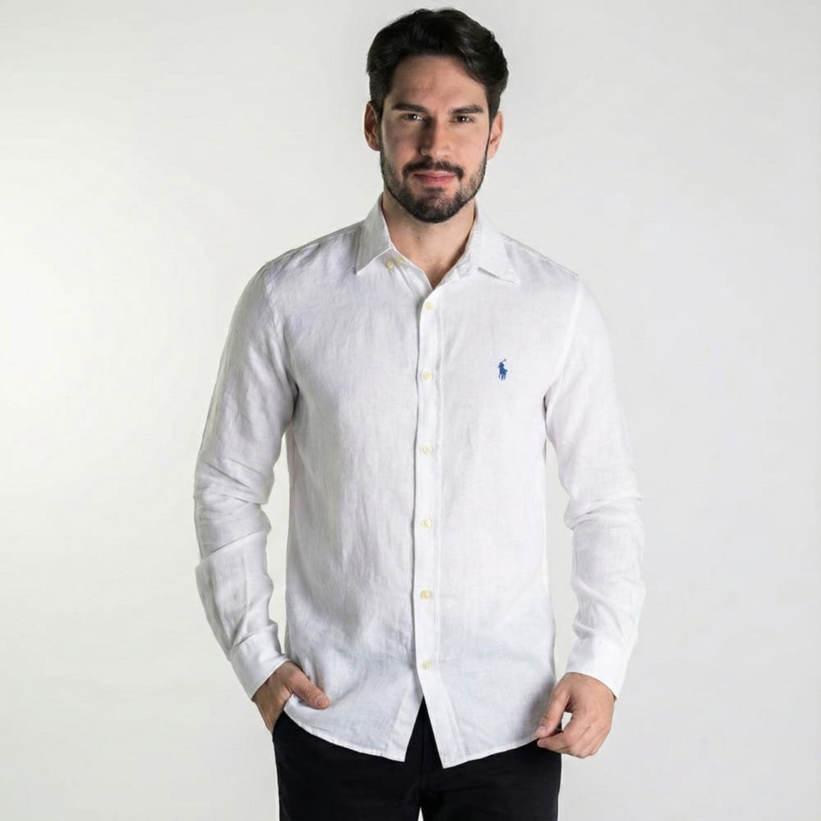 Camisa RL Linho Custom Fit Branca