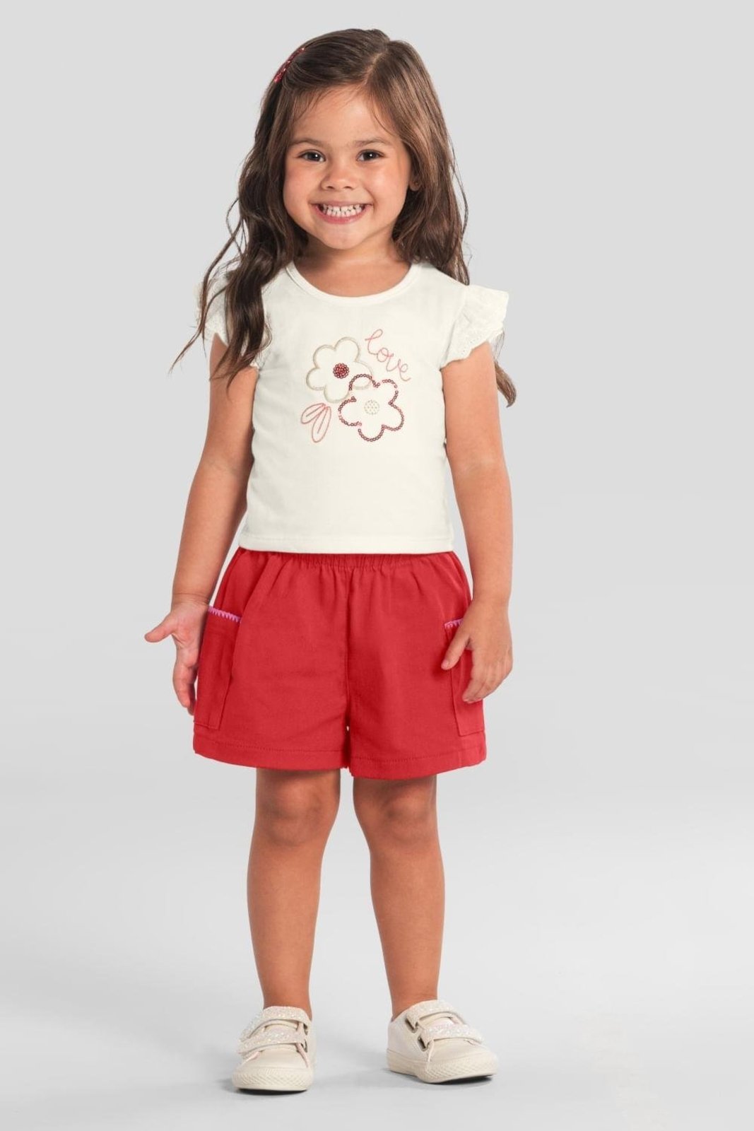 Infantil - Conjunto menina com bordado floral Brandili